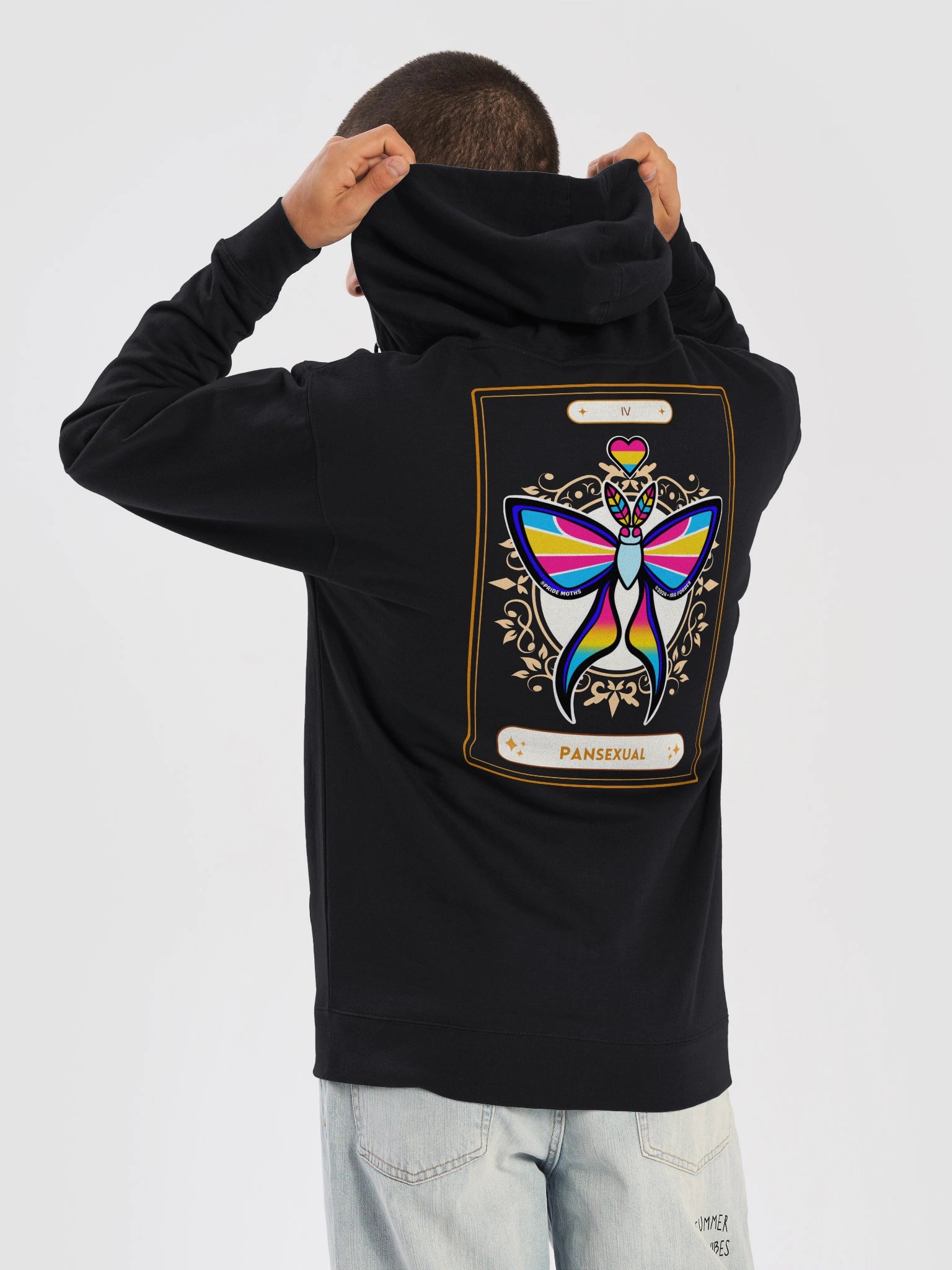 № 4 | PANSEXUAL PRIDE MOTH | TAROT CARD STYLE | ZIP-UP HOODIE product image (2)