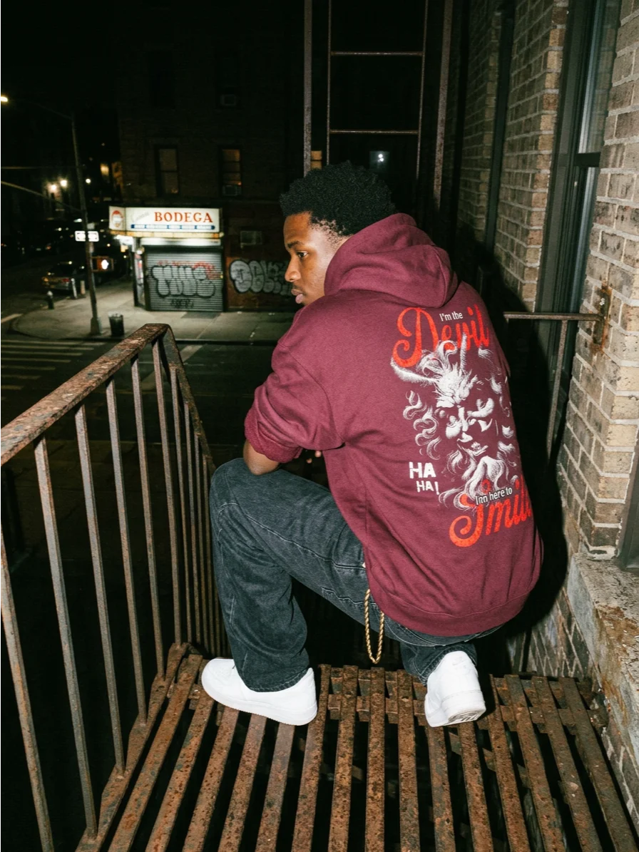 Devil Smile Hoodie | VOID Club Midweight Streetwear Hoodie product image (2)