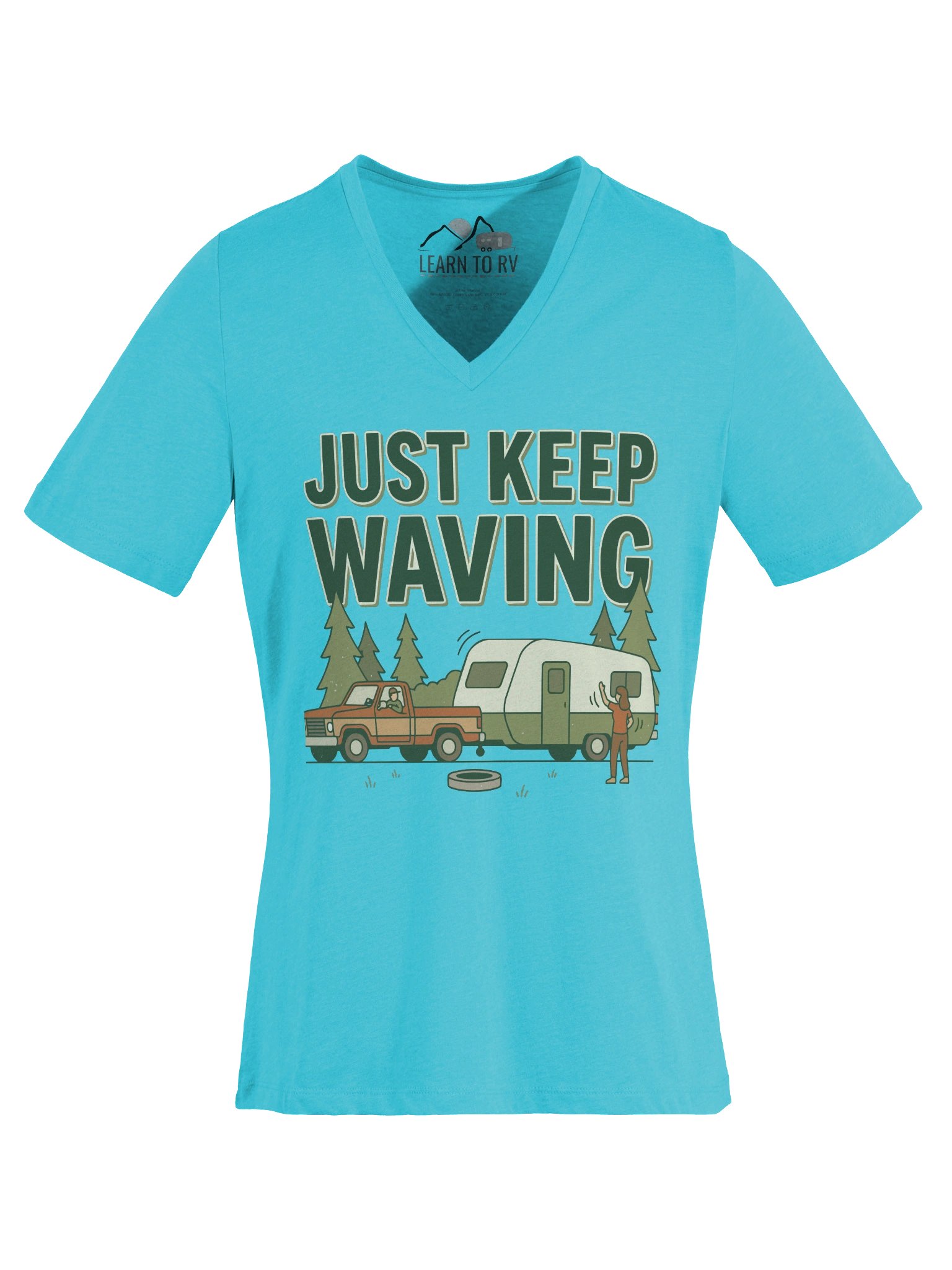 Just Keep Waving Custom V-Neck Tee product image (6)