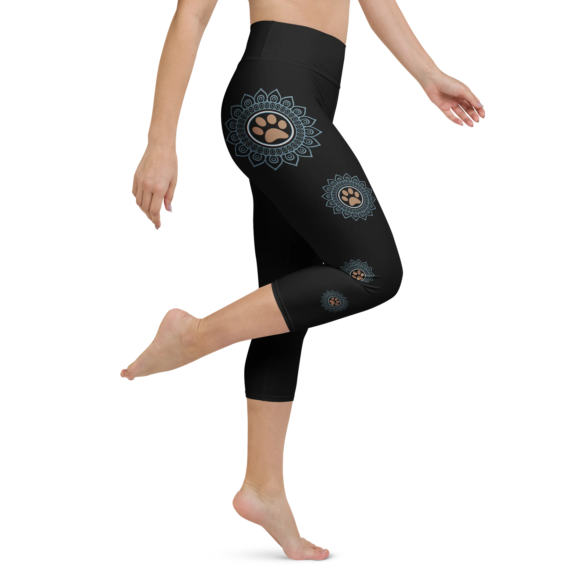 Paws and Reflect Mandala Paw Print Yoga Capri Leggings product image (1)