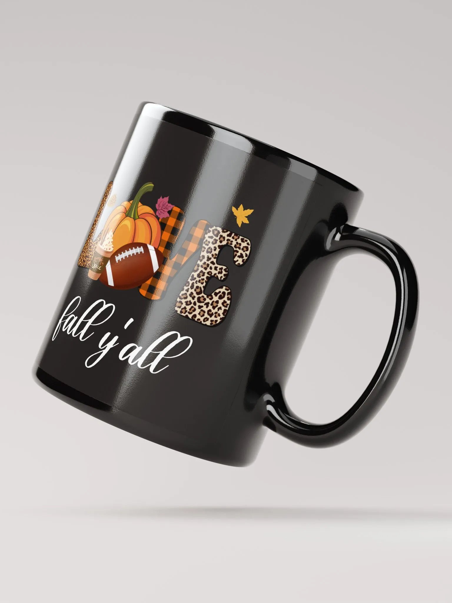 Love Fall Y'all Football Pumpkin Spice Black Mug product image (3)