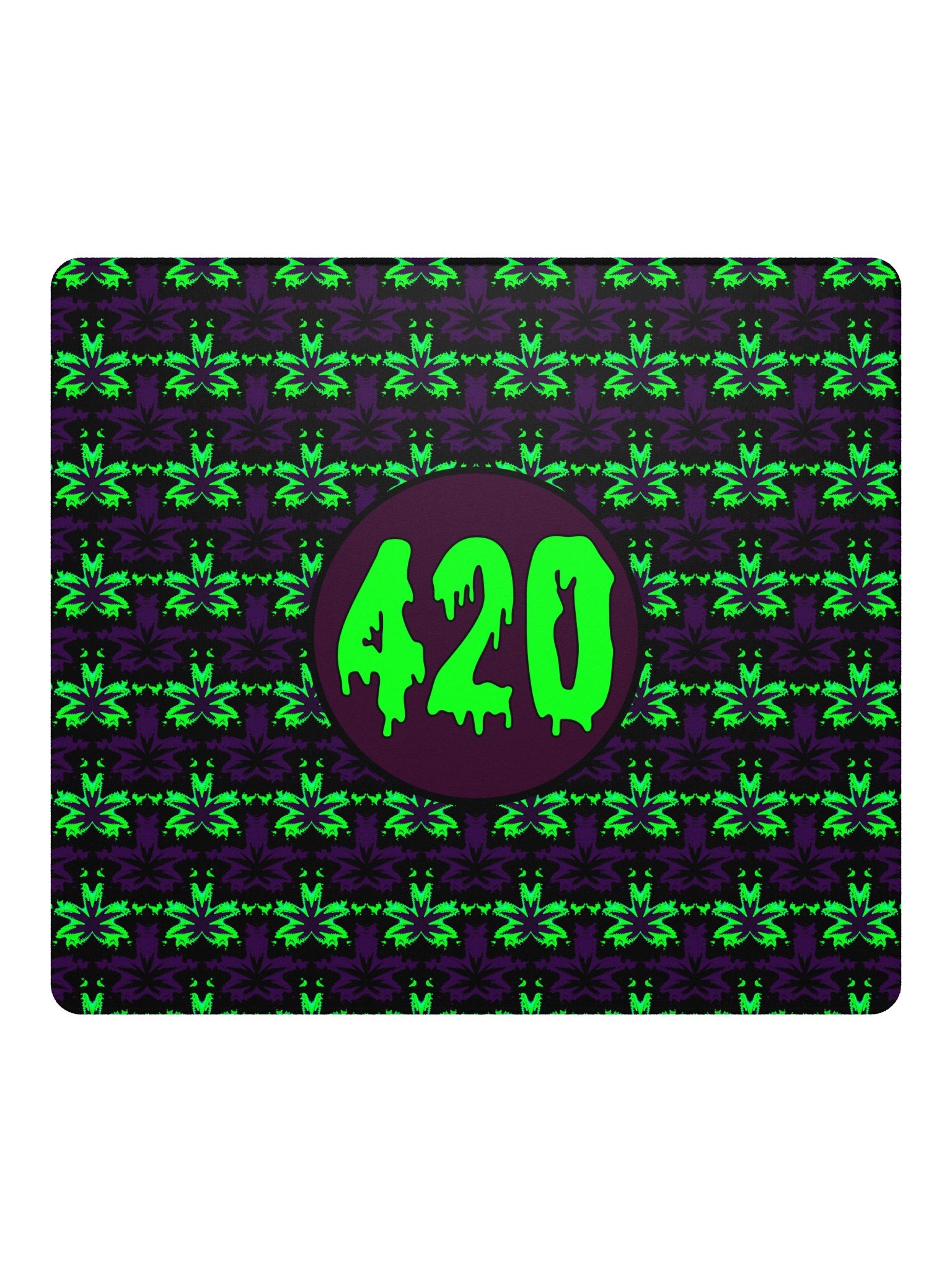 Pot Leaf 420 Gaming Mouse Pad, Weed Computer Game Desk Mat, Dripping Creepy Cannabis Deskpad, Green Purple Black Stoner Gamer Gift product image (1)