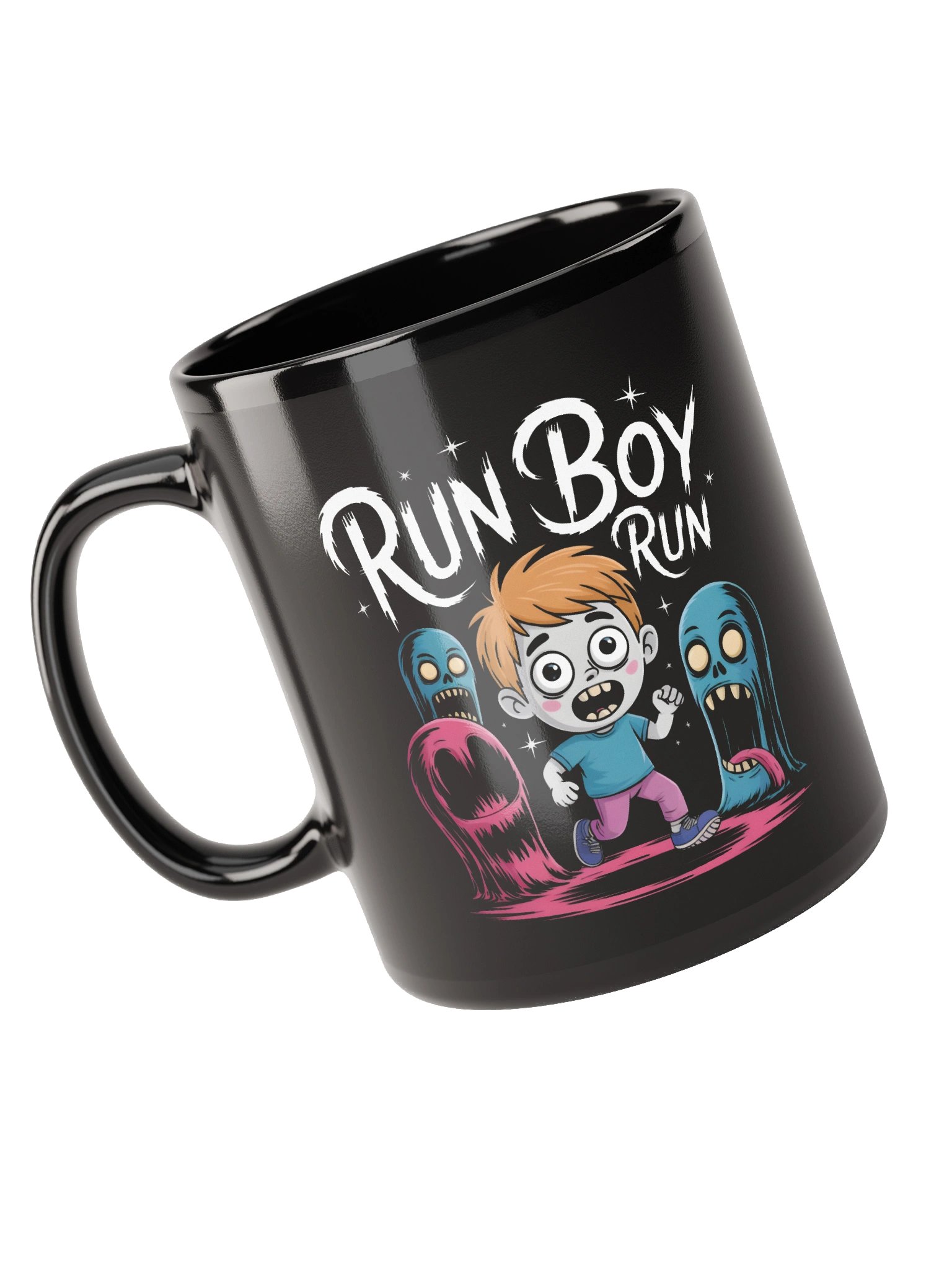 Run Boy Run Monster Glossy Black Mug product image (3)