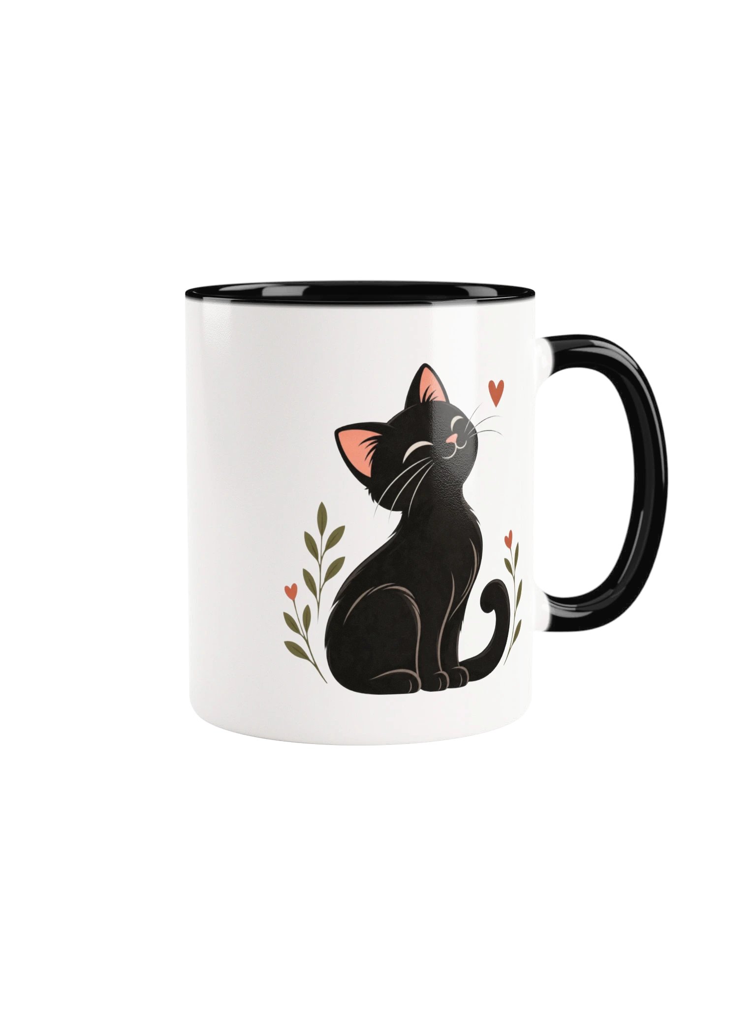Black Cat Ceramic Mug | Cute Minimalist Cat Coffee Cup & Gift product image (1)
