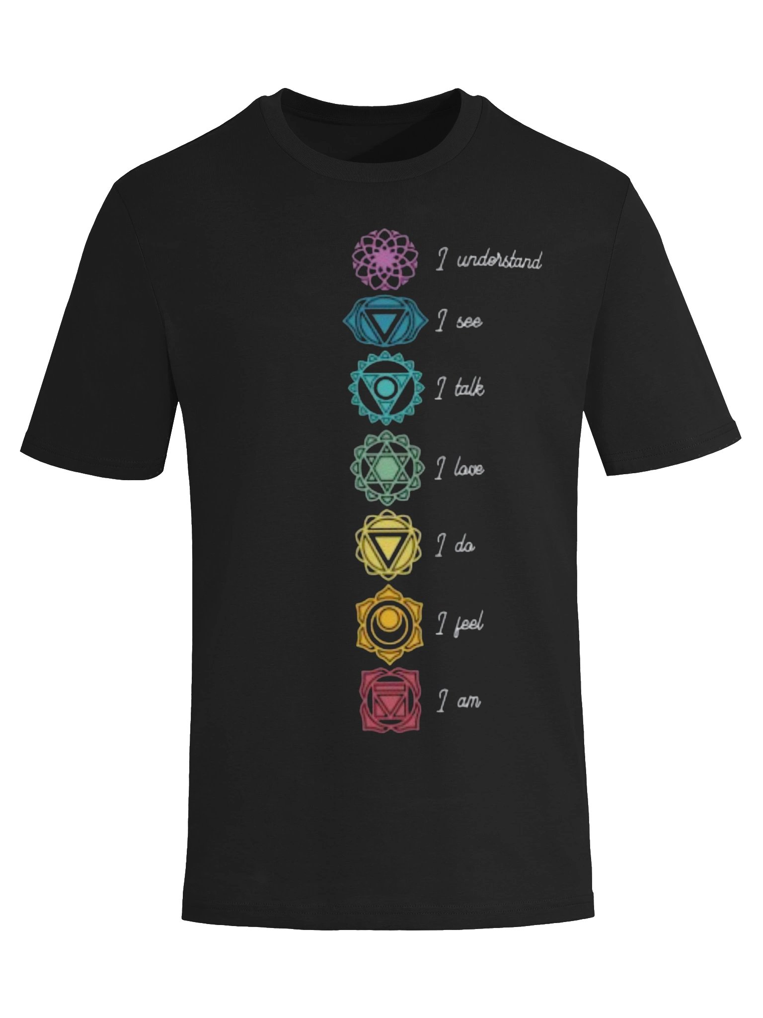 7 Chakra Symbols T-Shirt – Spiritual Energy Centers Tee | Yoga Meditation Chakra Shirt product image (5)