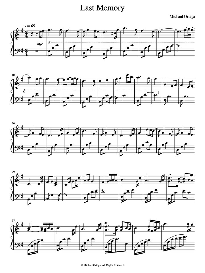 Last Memory (Piano Score) product image (1)