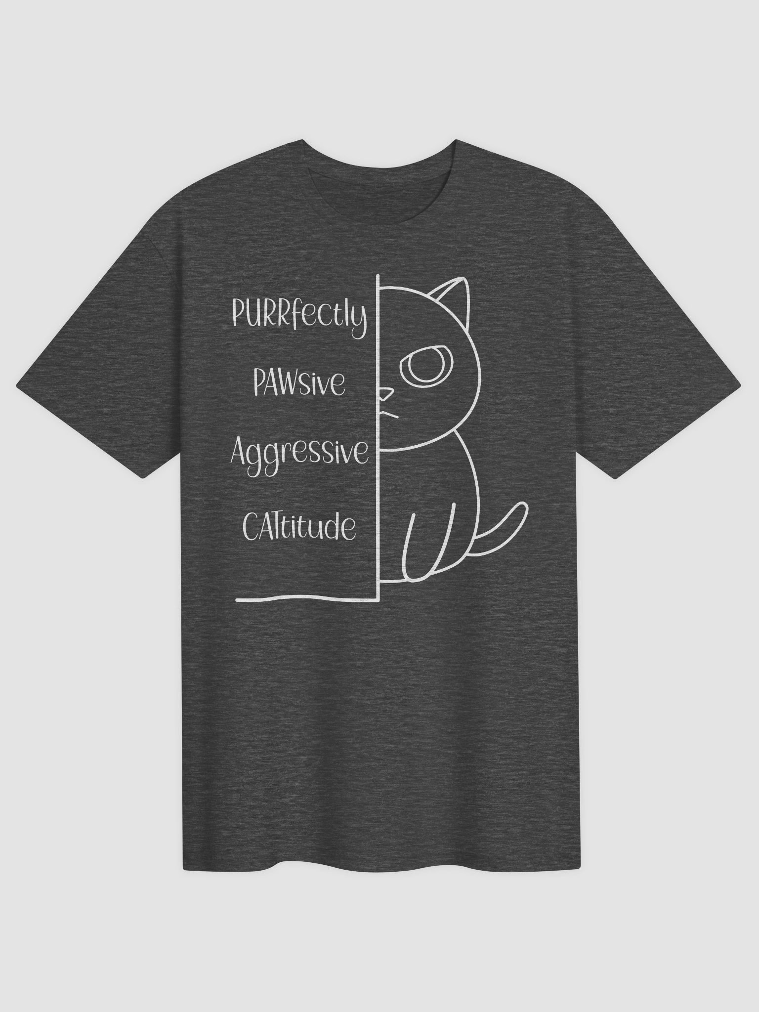 Passive Aggressive Cattitude (White Print) - Unisex Adult Super Soft Lightweight T-shirt product image (7)