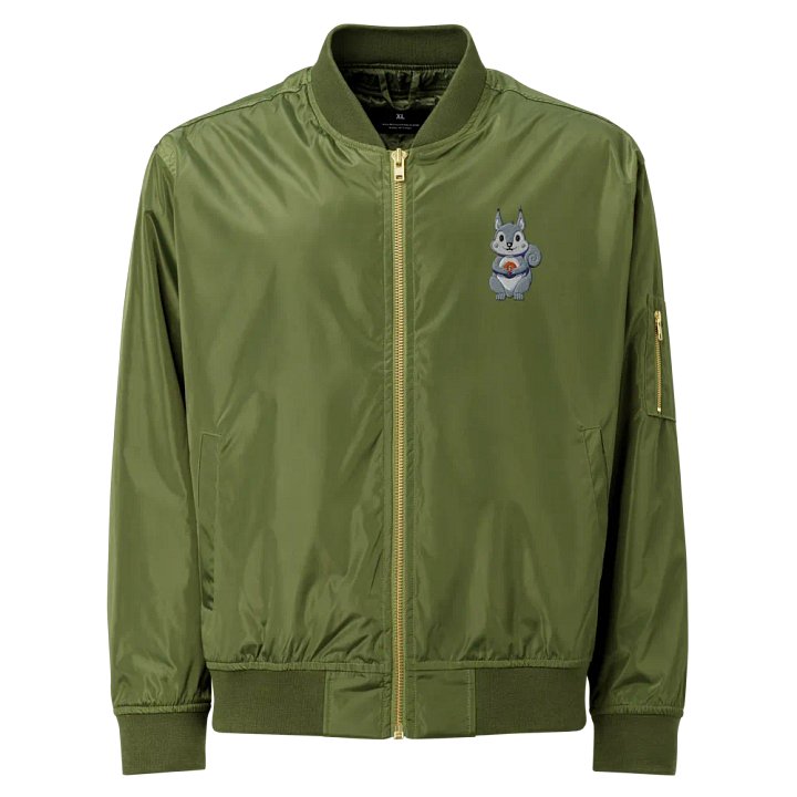 embroidered Cheerful Squirrel Recycled Bomber product image (1)