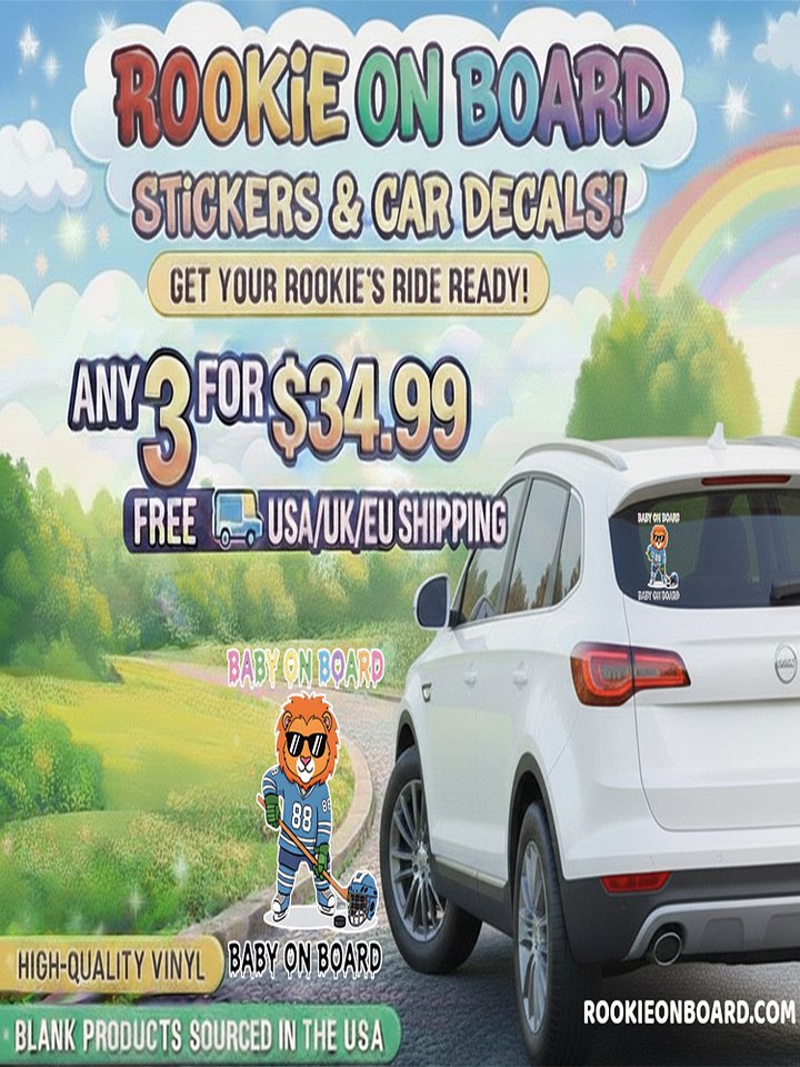 Funny Lion Hockey Baby on Board Sticker - 5x5 Weatherproof Vinyl Car Decal - Premium Sporty Lion Hockey Gift product image (2)