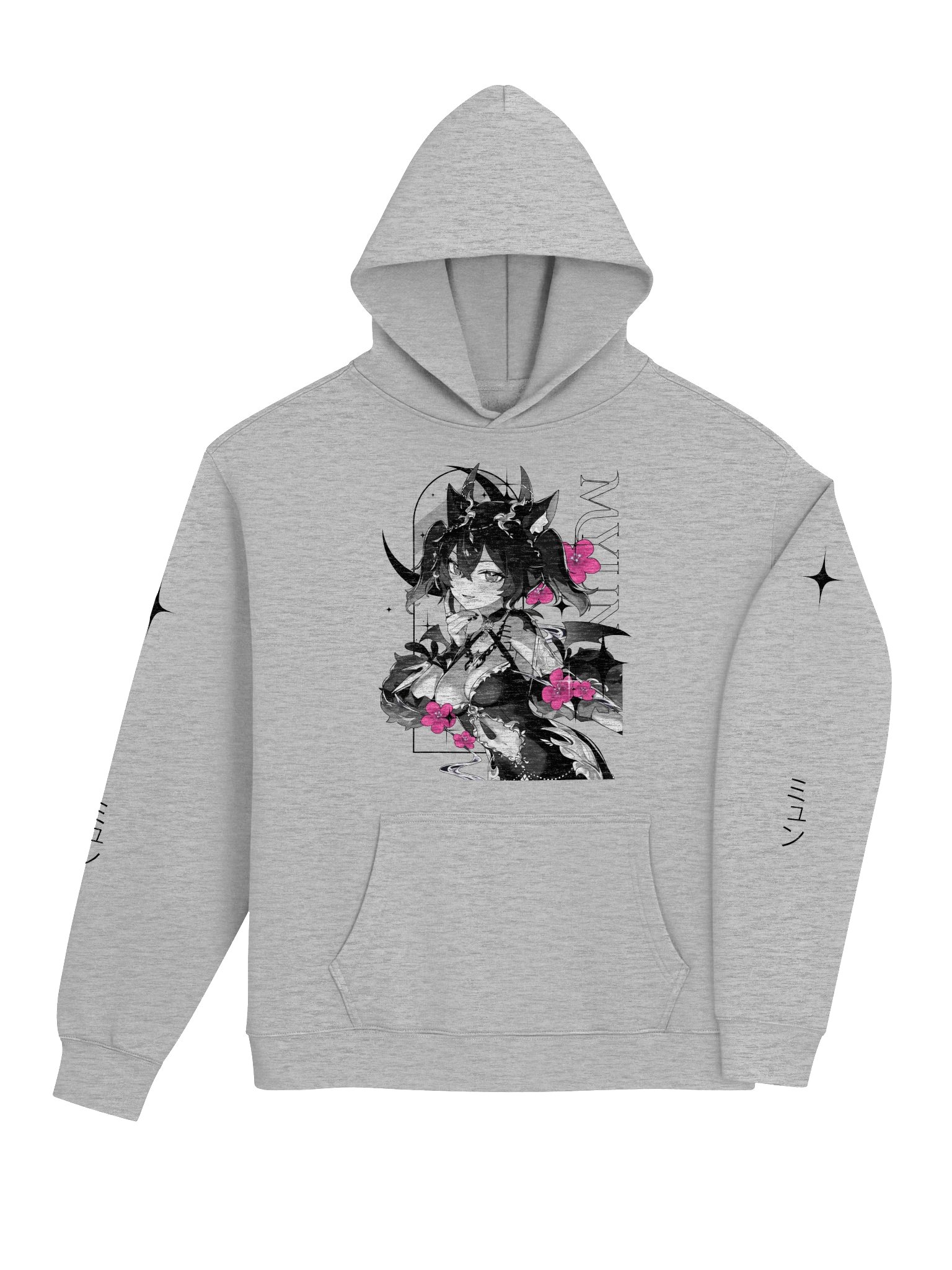 [HOODIE] MYUN – FLORAL MOON | BLACK & WHITE product image (4)