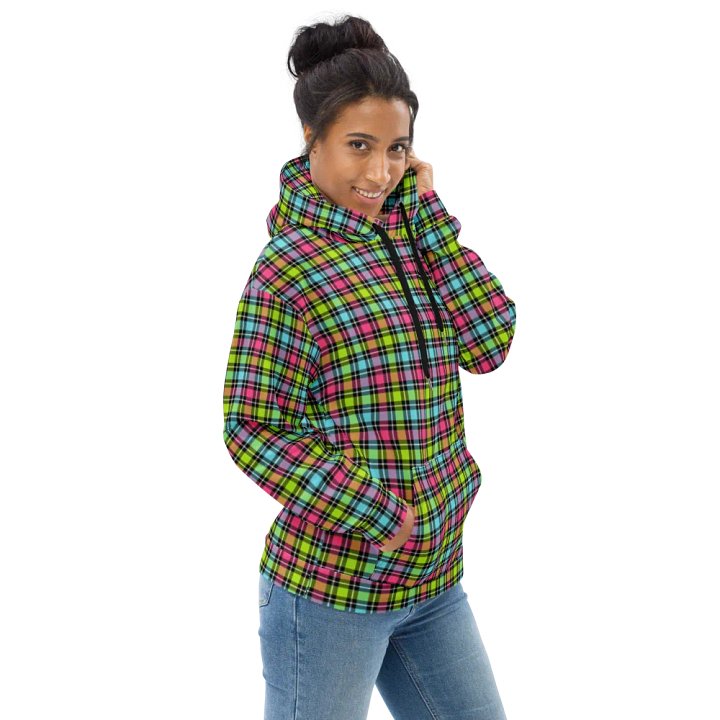 Neon Checkered Plaid Hoodie product image (1)