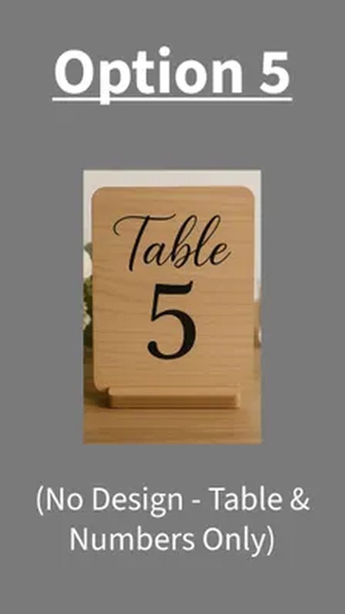 Personalized Wedding Table Number Signs: Engraved Wood, Seasonal Designs product image (5)