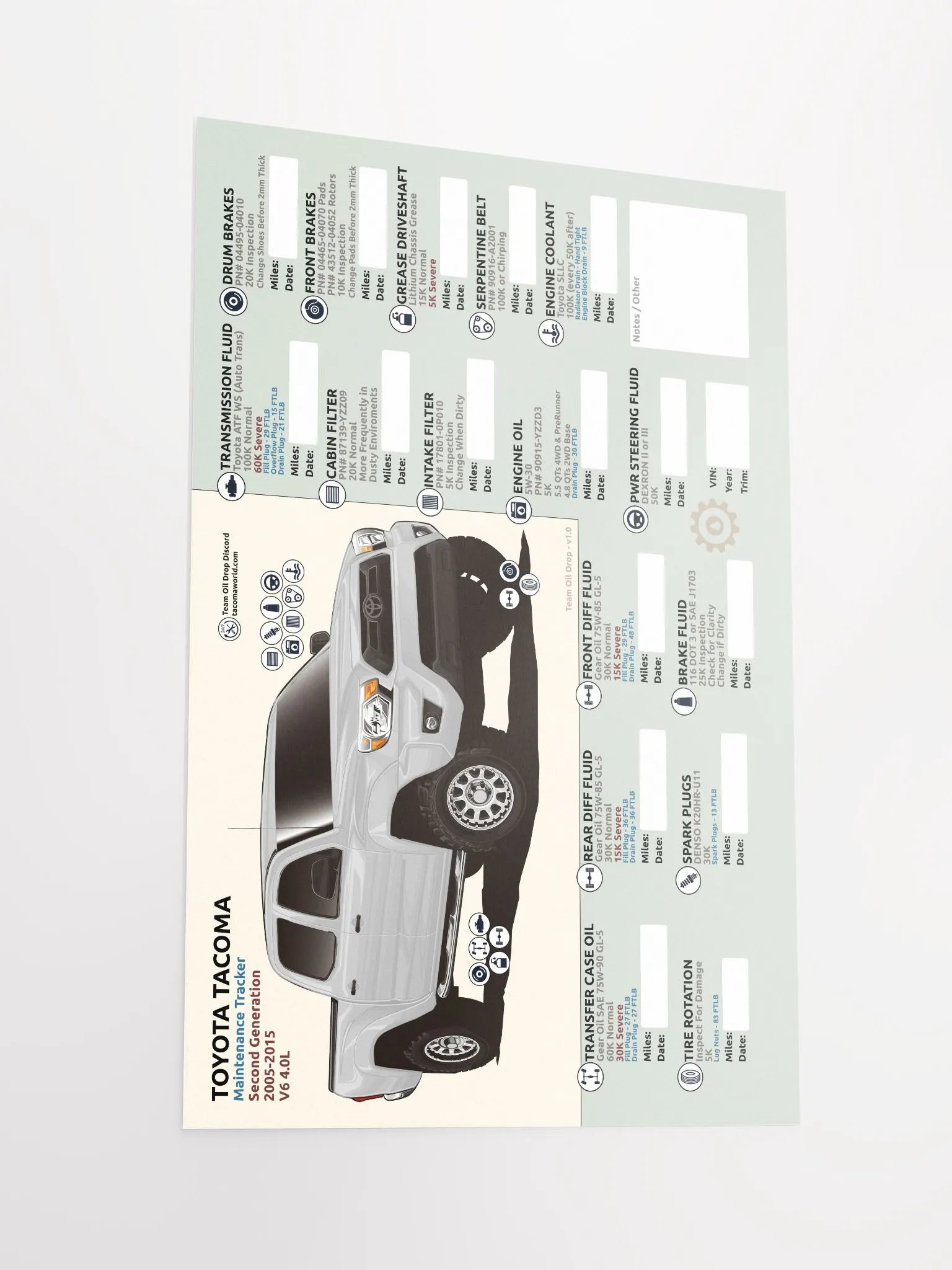 2nd GEN MAINTENANCE TRACKER V1.0 - White product image (3)