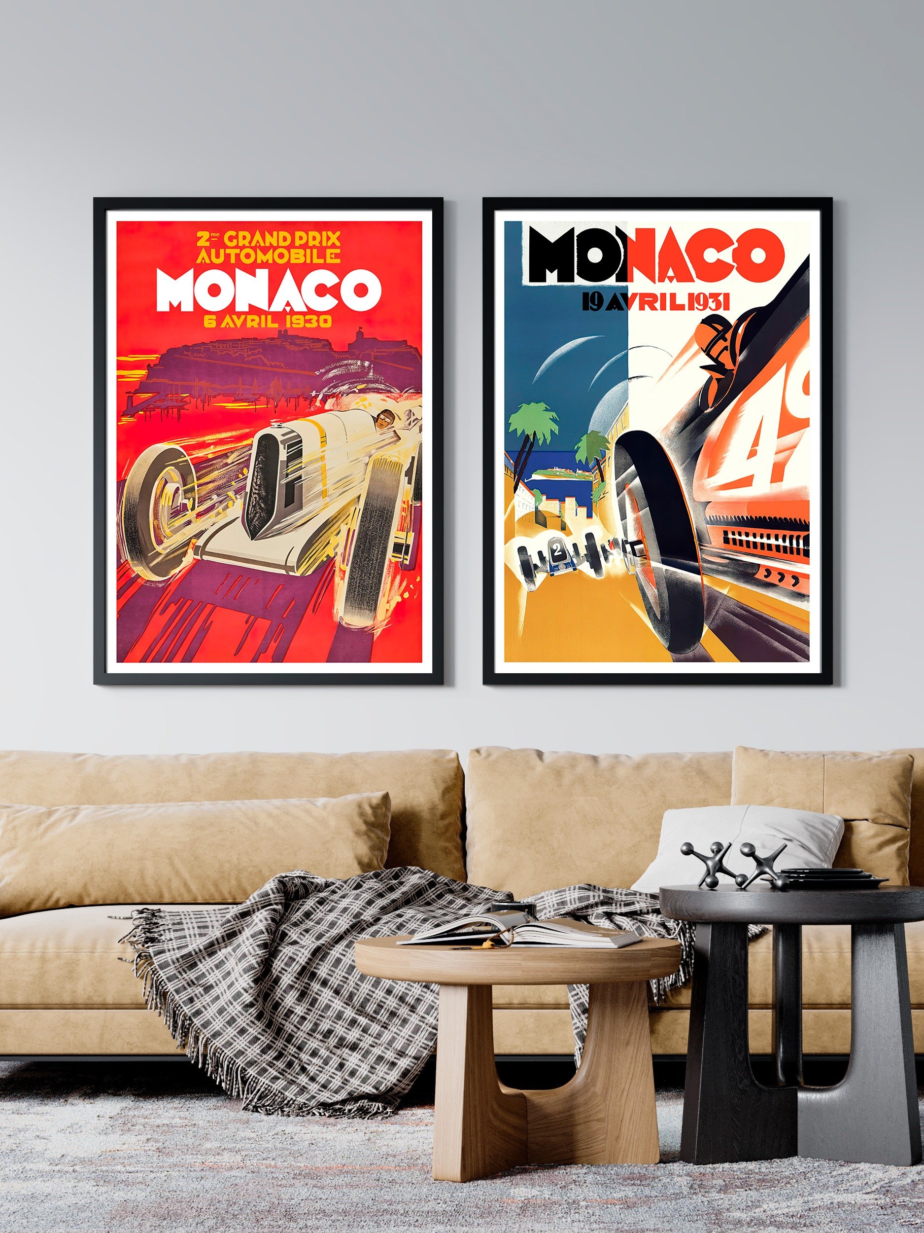 Monaco Vintage F1 Grand Prix, 1930 poster — Vintage Formula 1 poster, Monaco Grand Prix poster, retro travel poster, retro travel art product image (2)