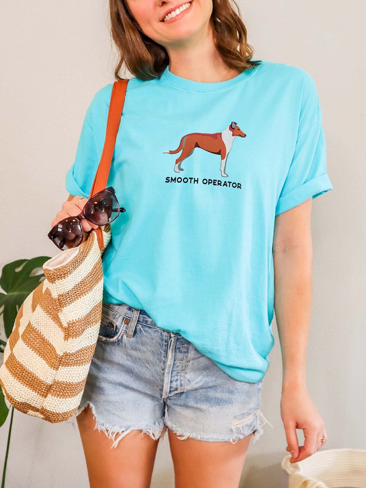Smooth Operator T-Shirt(Embroidered) of a Smooth Collie(Red) product image (2)