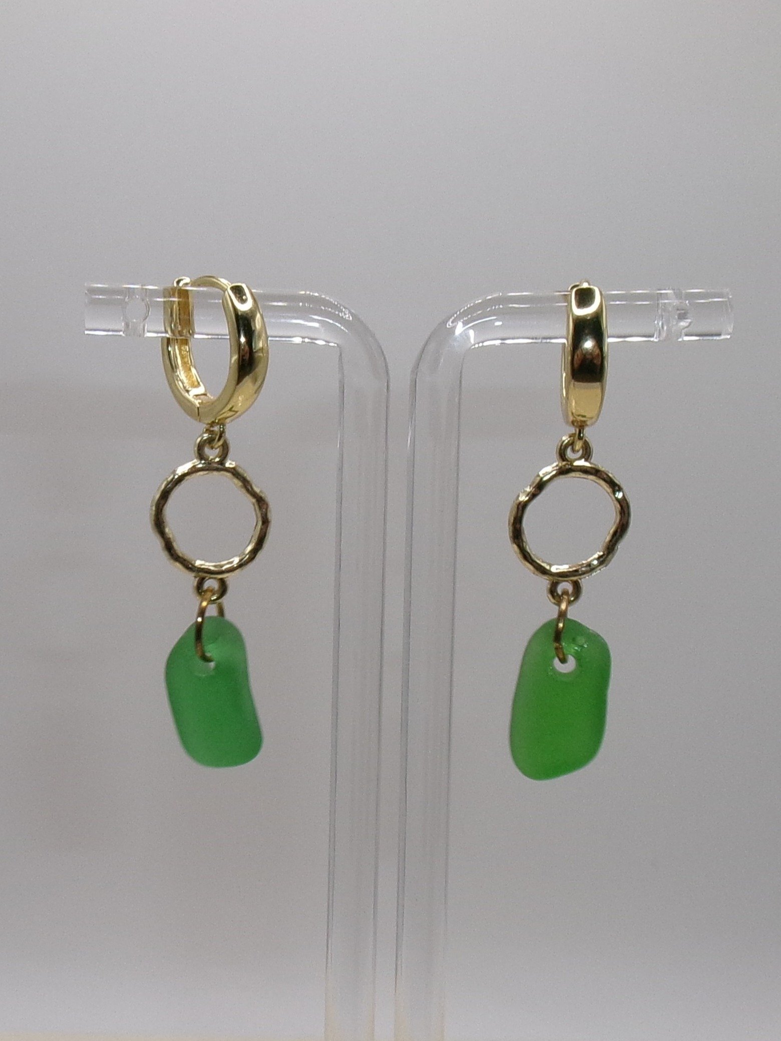 Small Green Sea Glass Hoops product image (1)