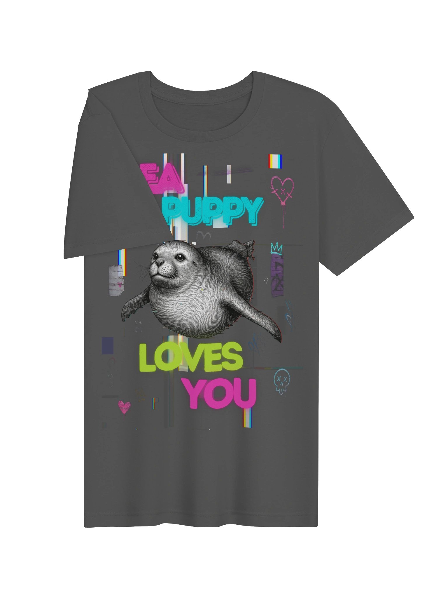 Sea Puppy Loves You Neon Collage Tee product image (6)