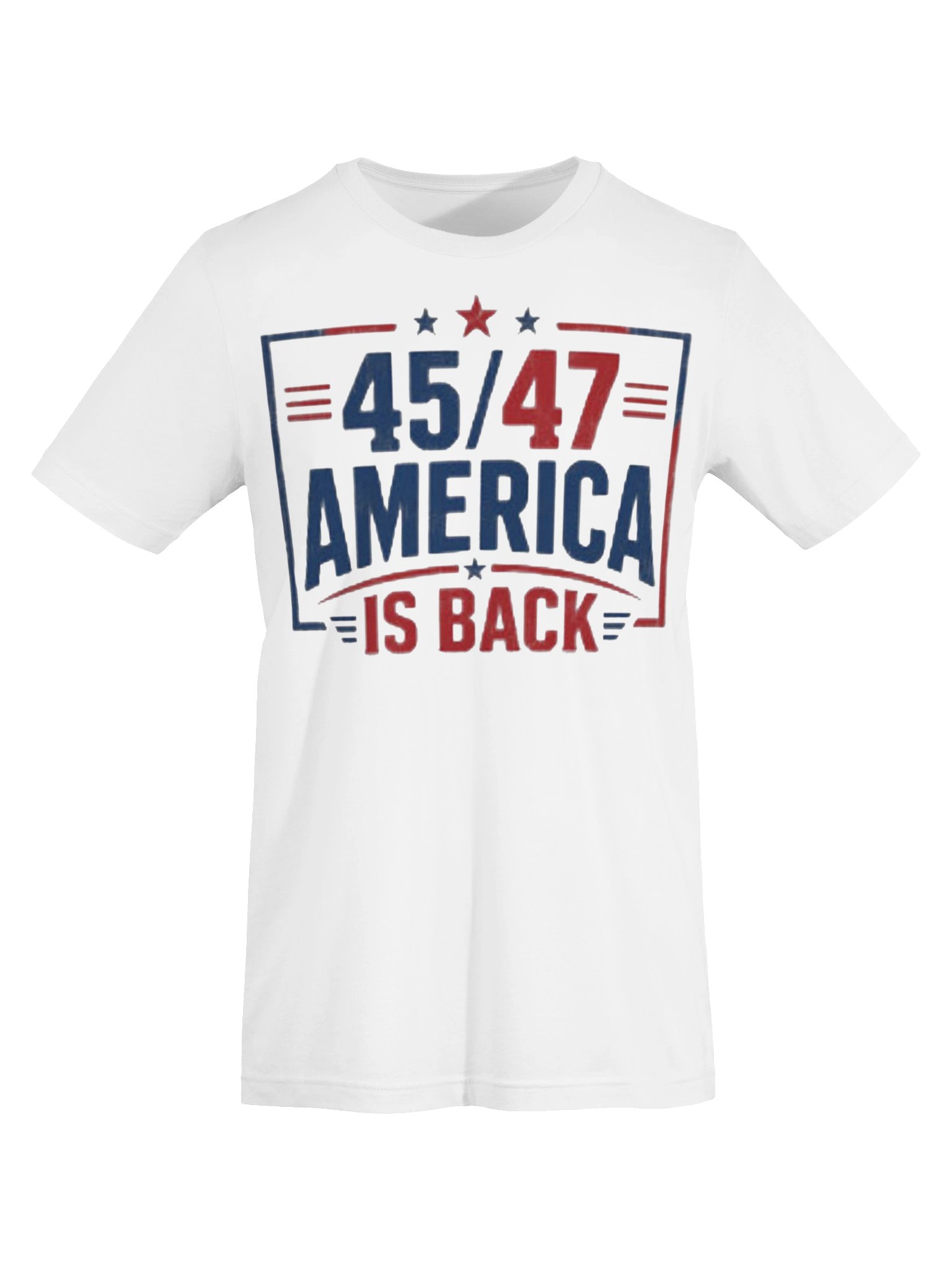 45/47 America Is Back Patriotic T-Shirt | Red White Blue Stars & Stripes Graphic Shirt product image (3)