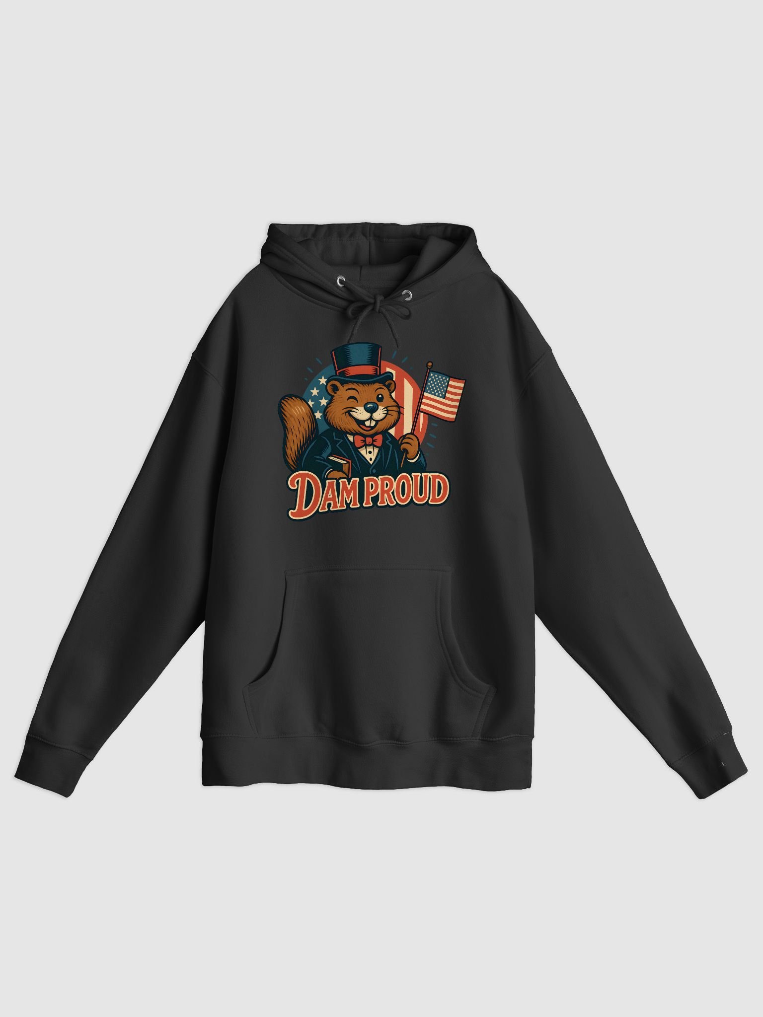 Beaver "Dam Proud" Patriotic Animal Art - Funny Independence Day USA Hoodie product image (1)