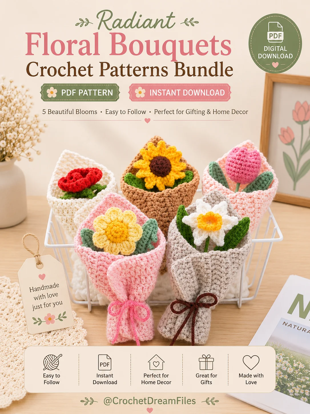 Radiant Floral Bouquets Crochet Patterns Bundle product image (1)