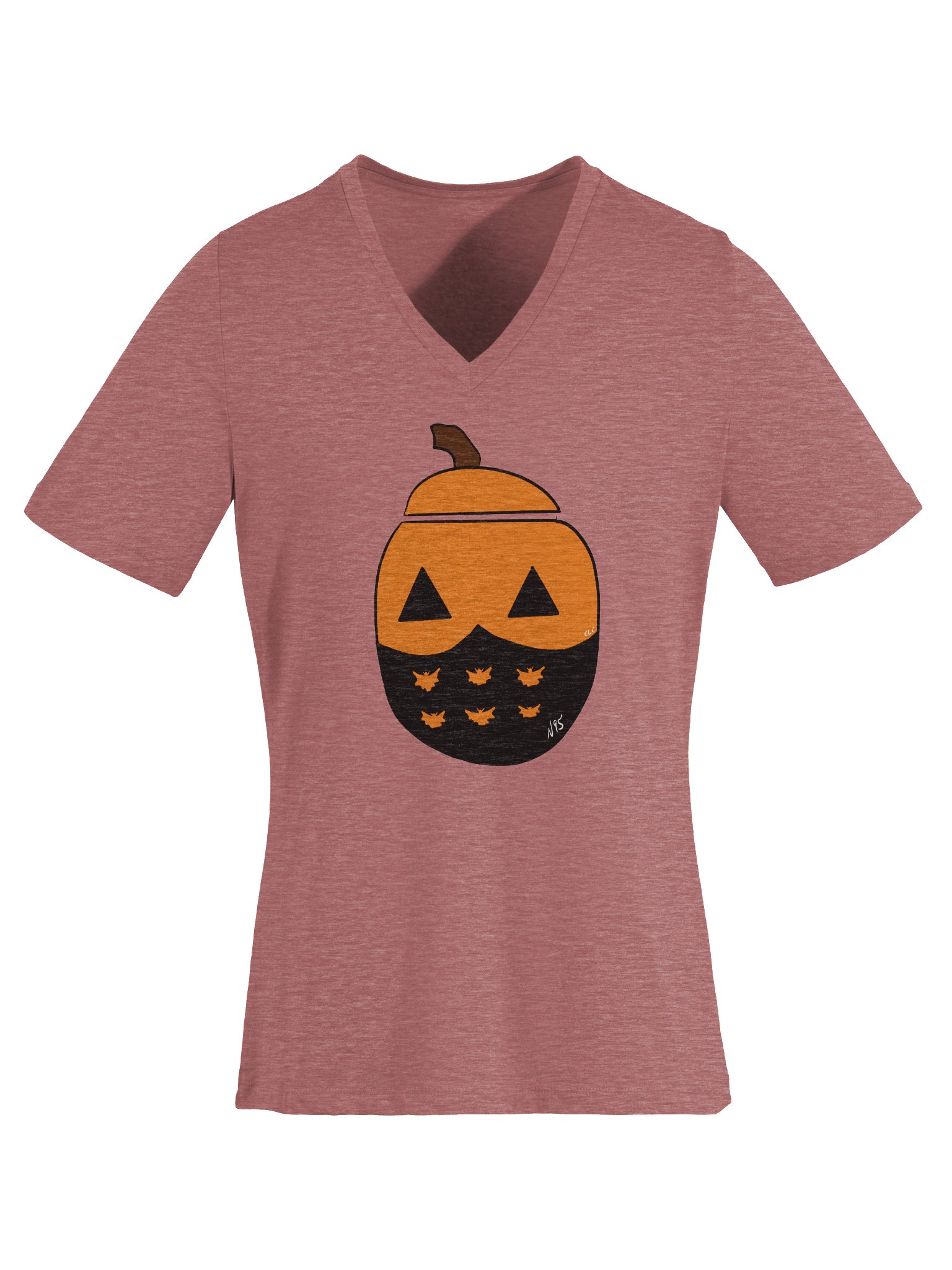 Mask-O-Lantern v-neck tee (black mask) product image (6)