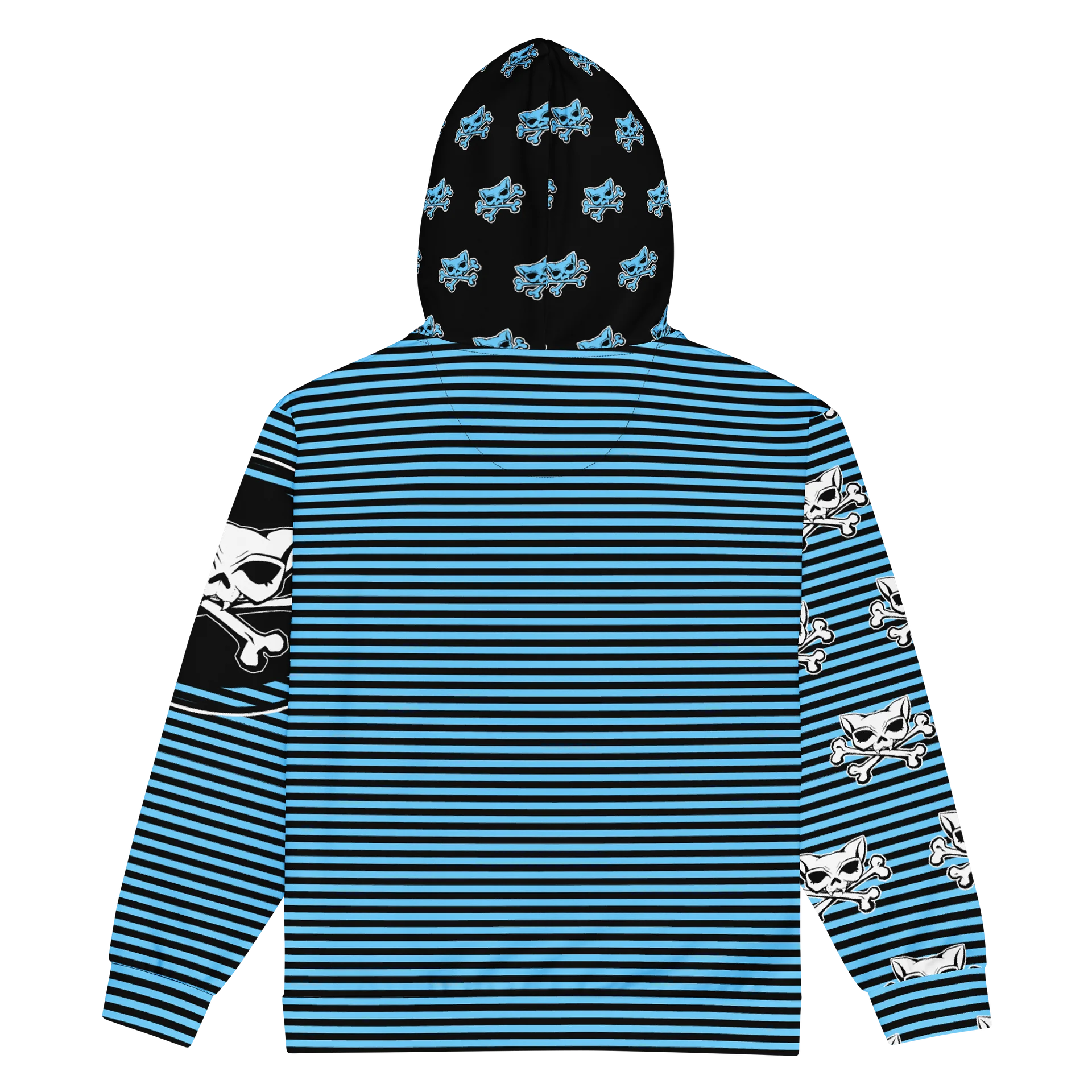 Blaque and Blue Hoodie Kat Skull Remix Stripped Hoodie product image (2)