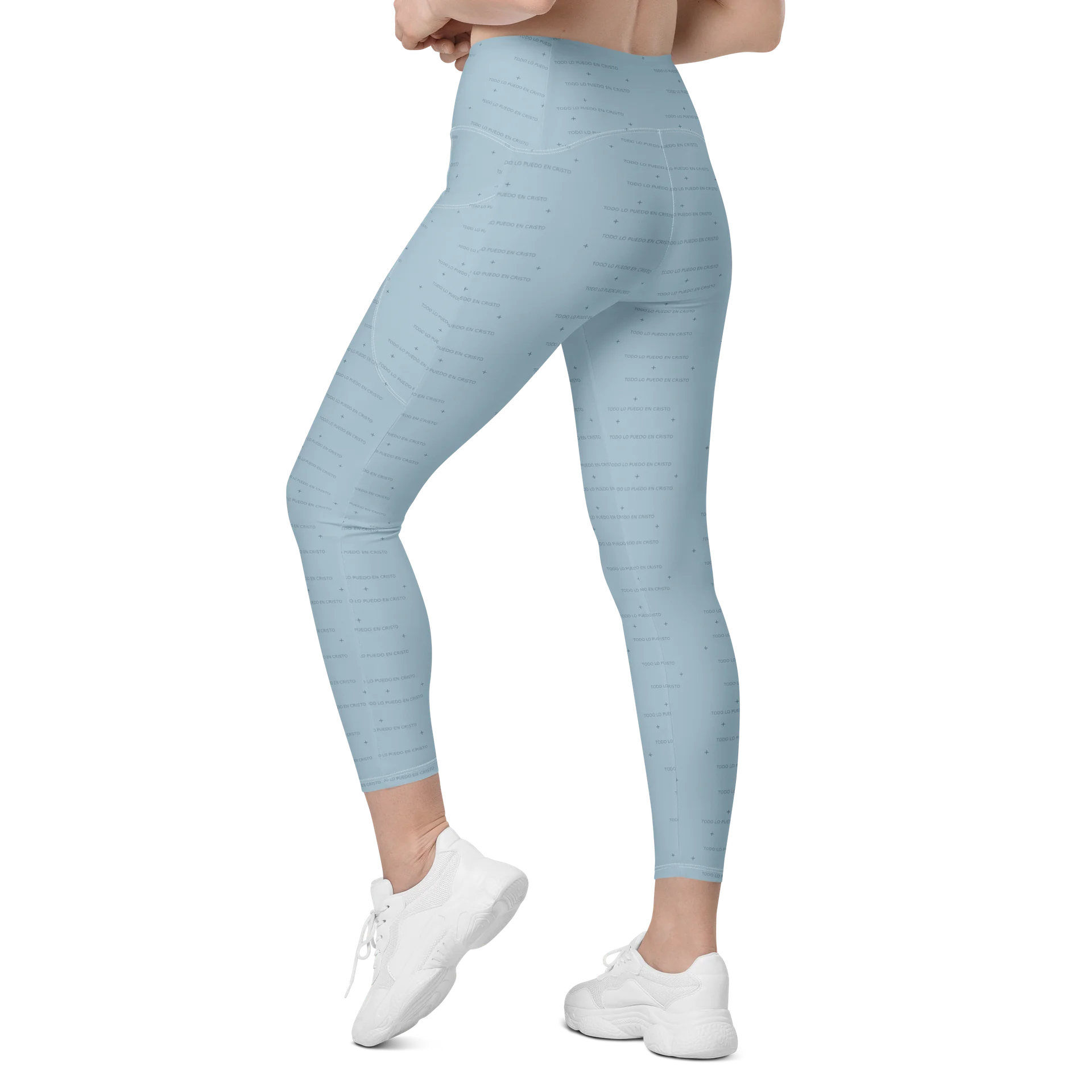 Crossover Leggings with Pockets — Women Who Lift (Baby Blue) product image (10)