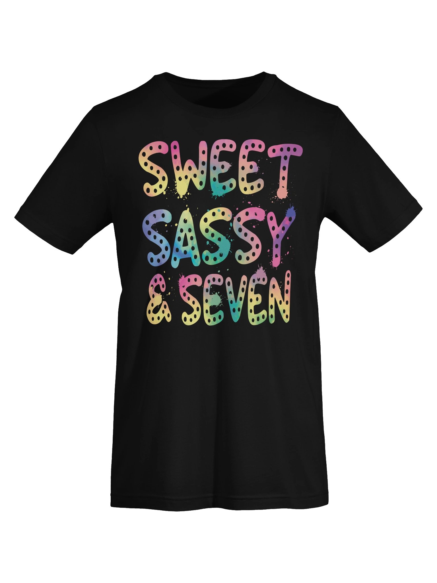 Sweet Sassy and Seven Shirt, 7th Birthday Girl Rainbow Paint Splatter Tee, Cute Seventh Birthday Gift product image (48)