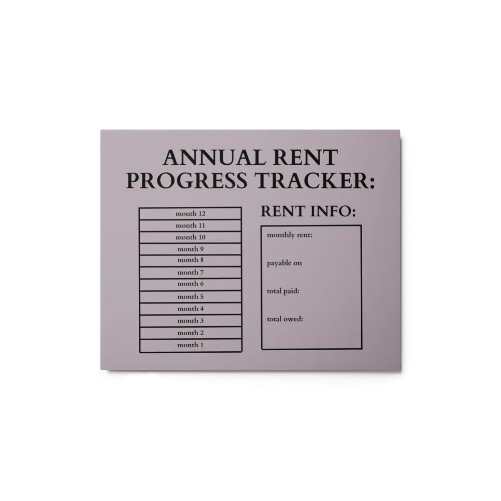 HIGHFALUTIN ANNUAL RENT TRACKER (black design 13) product image (1)
