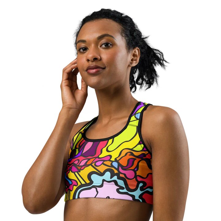 Vibrant Swirls All-Over Print Sports Bra - Wave at Sunset product image (3)