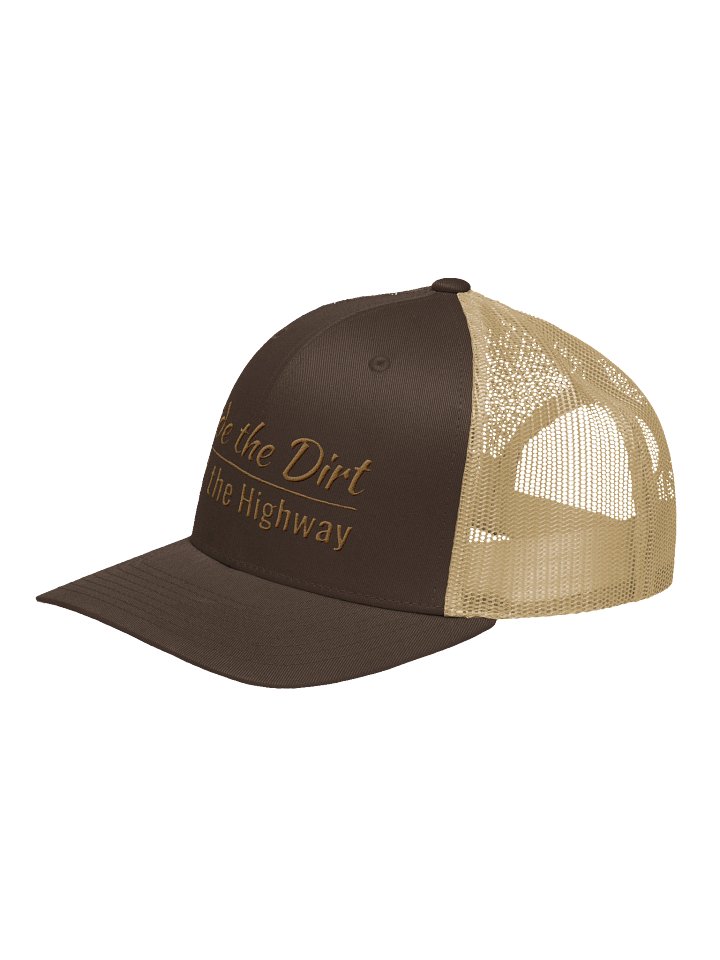 Backroadcrew Ride the Dirt not The Highway Hat (old gold lettering product image (2)