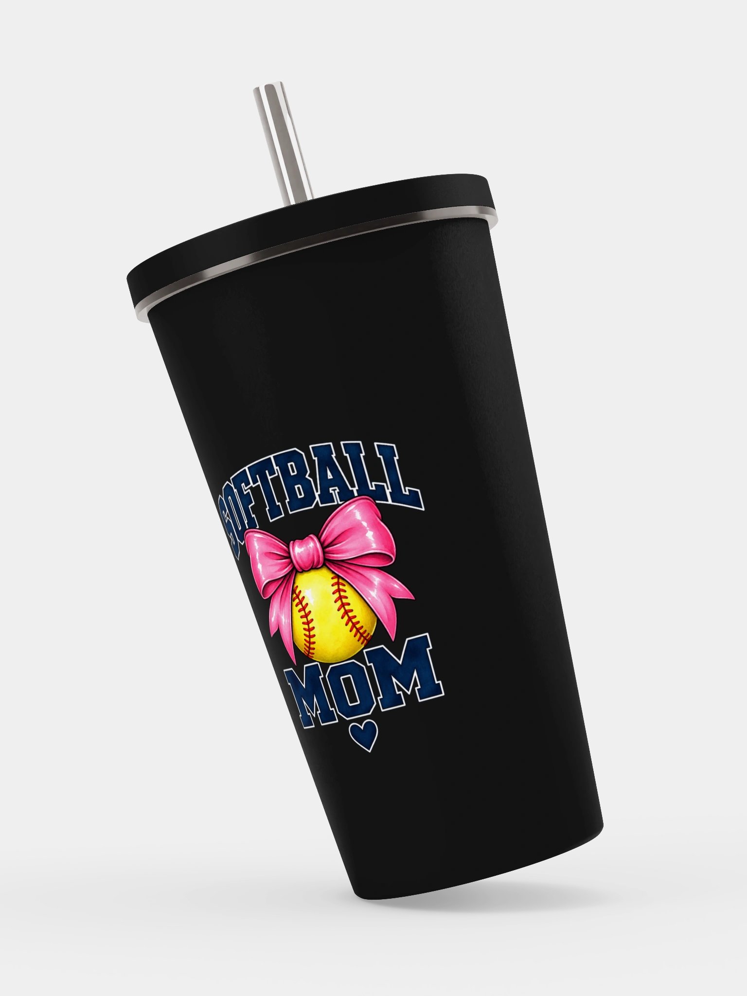 Softball Mom Bow Tumbler | Insulated Cup with Straw product image (3)