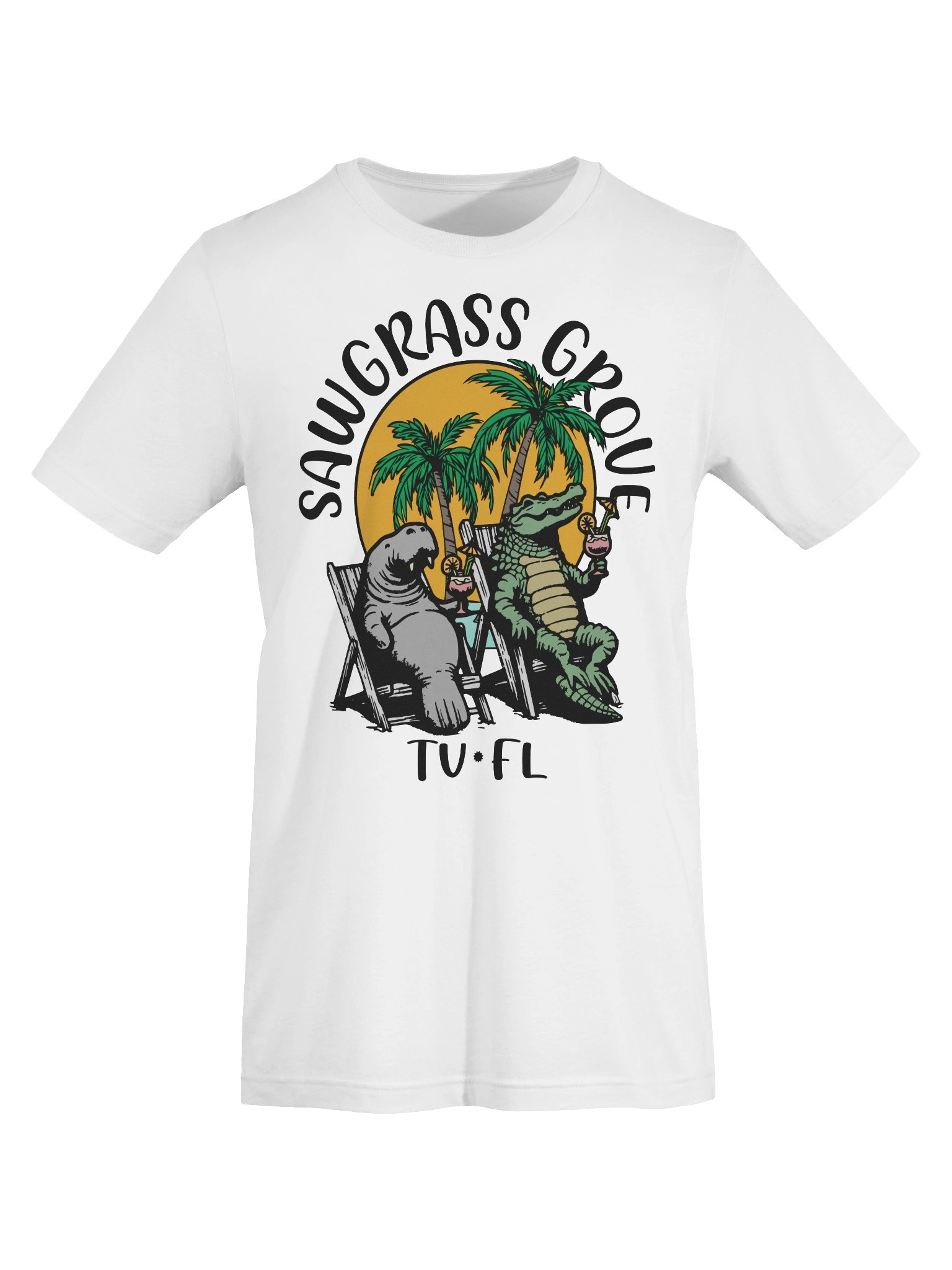 Sawgrass Grove TV Florida USA Fun Manatee Alligator Design T-shirt product image (4)