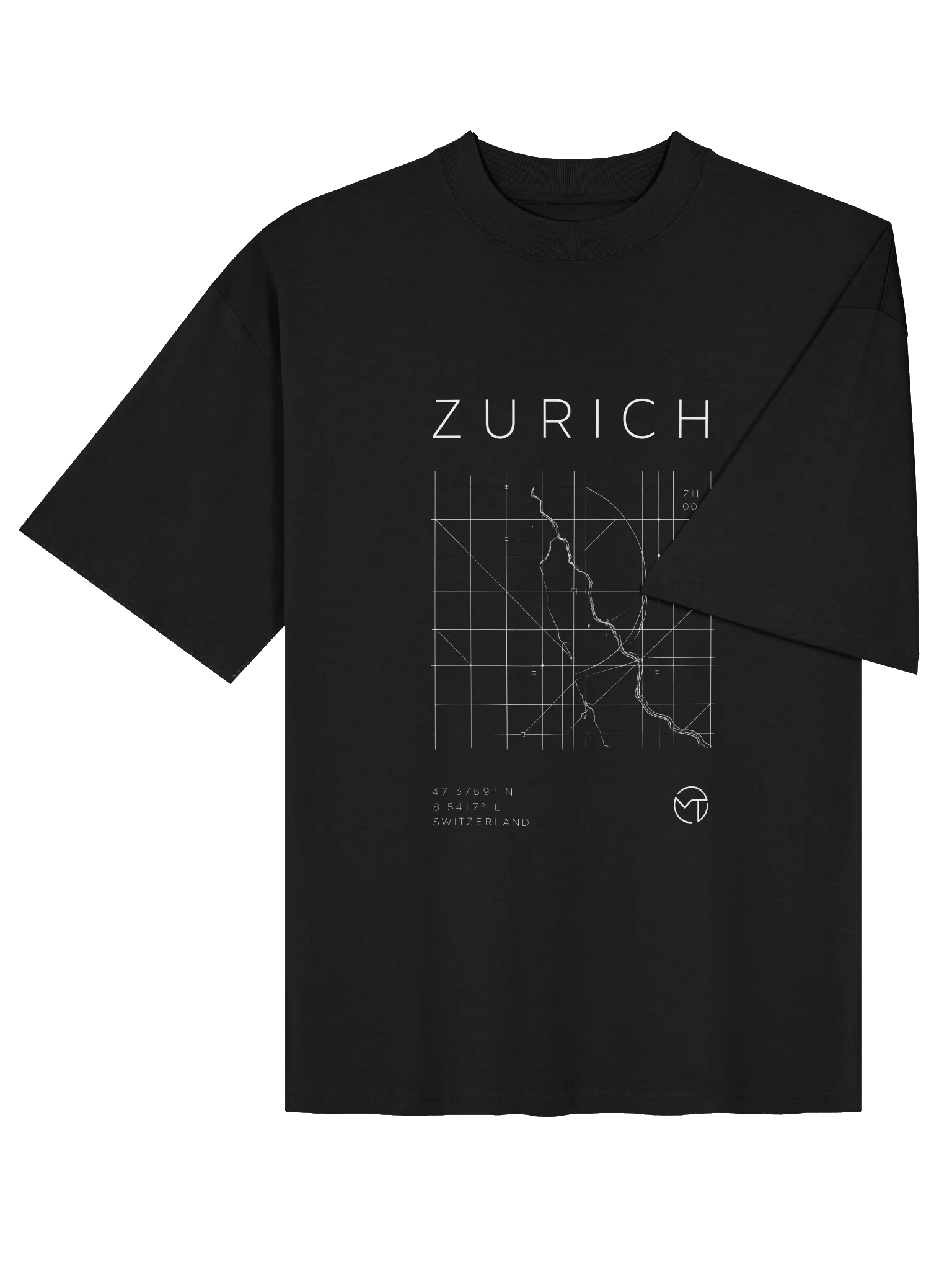 ZURICH Grid System Tee – Swiss Technical Map Premium T-Shirt product image (7)