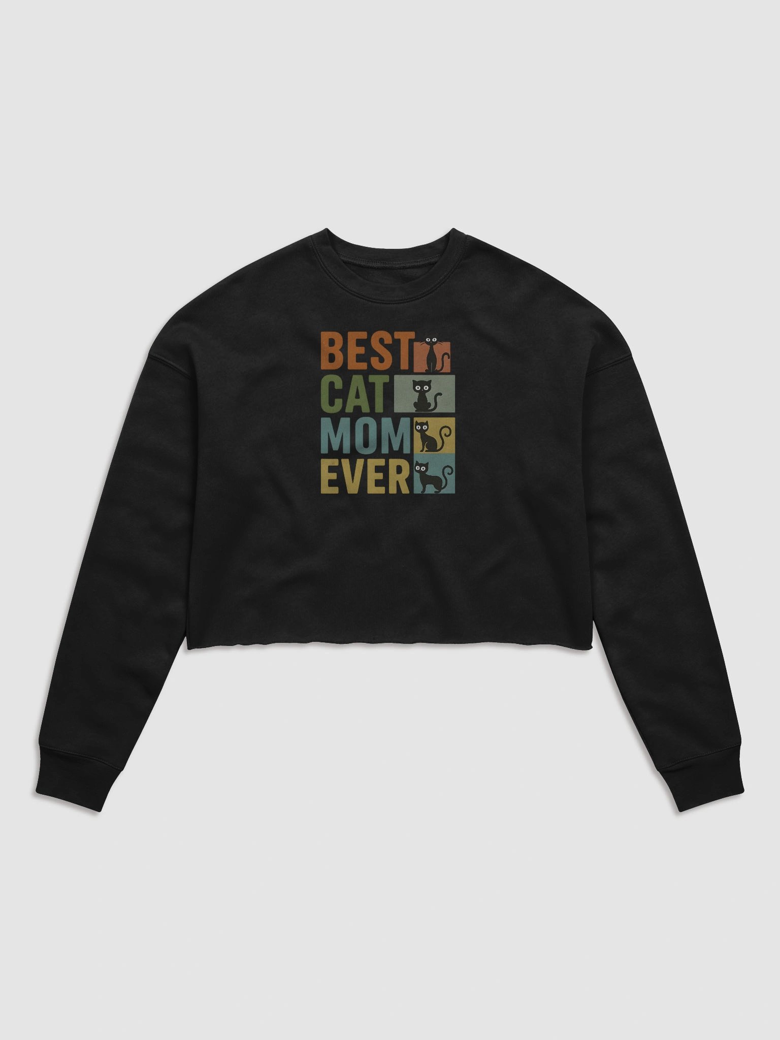 Best Cat Mom Ever Crop Top – Colorful Retro Cat Design for Trendy Pet Moms product image (1)