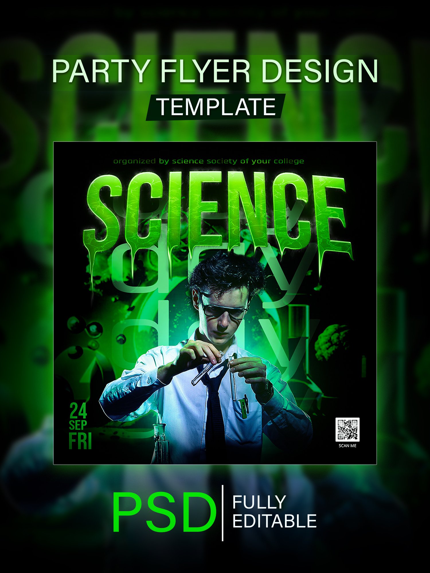 Science Party PSD Flyer Template | Editable Event Poster product image (1)