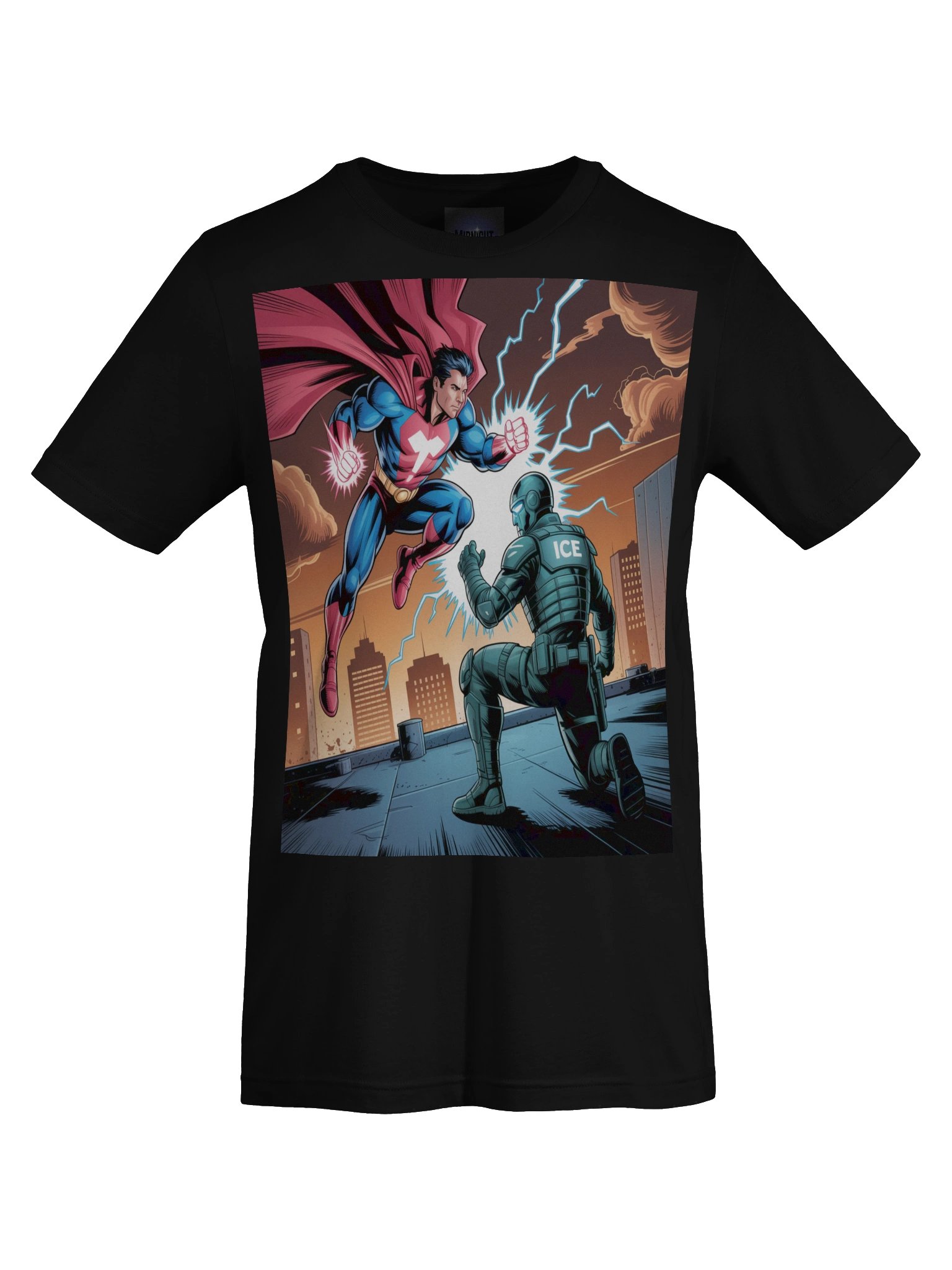 Man of Steel vs. Ice Agent Epic Rooftop Rumble T-Shirt product image (1)