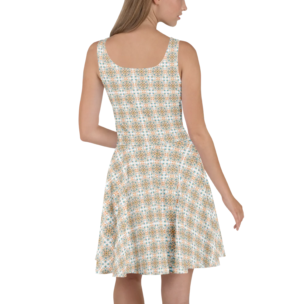Sunset Kaleidoscope Skater Dress (White) product image (4)