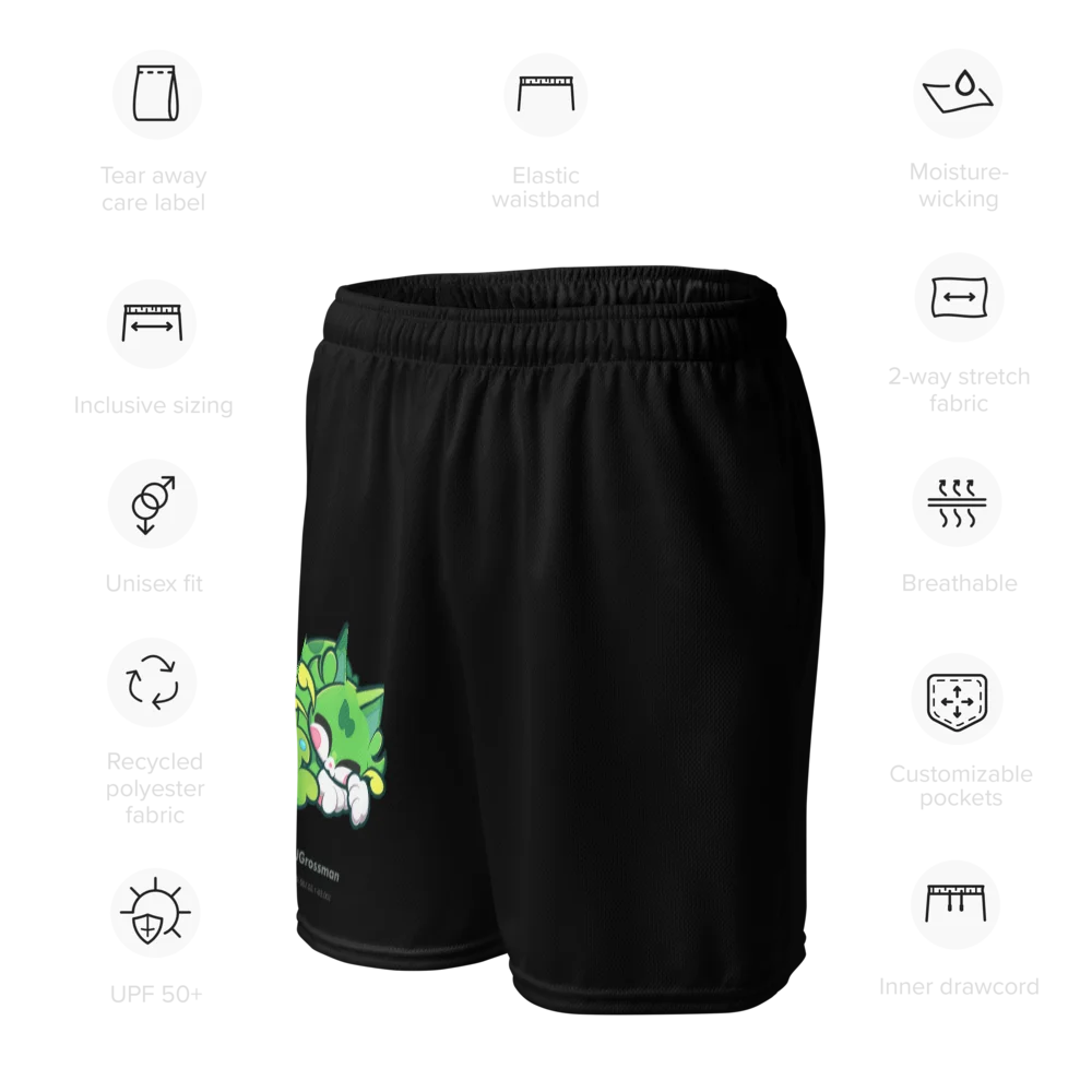 Sleeping Chloe • All-Over Print Recycled Unisex Mesh Shorts (Black) product image (7)