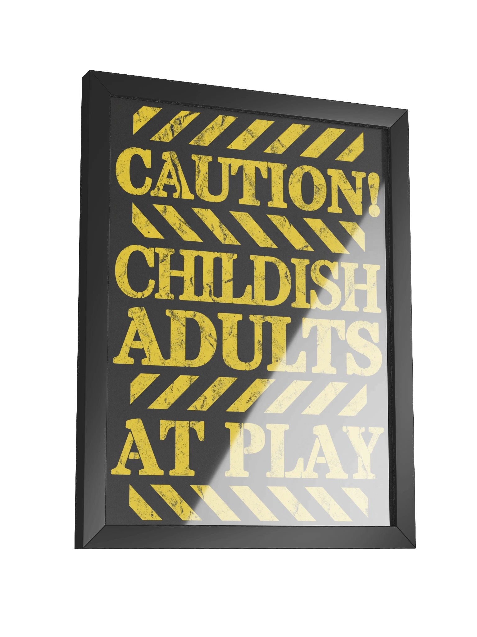 Childish Adults Caution Sign Board Game Room Poster - FRAMED product image (6)