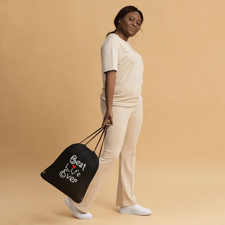 'Best Life Ever' Black Drawstring Bag product image (2)