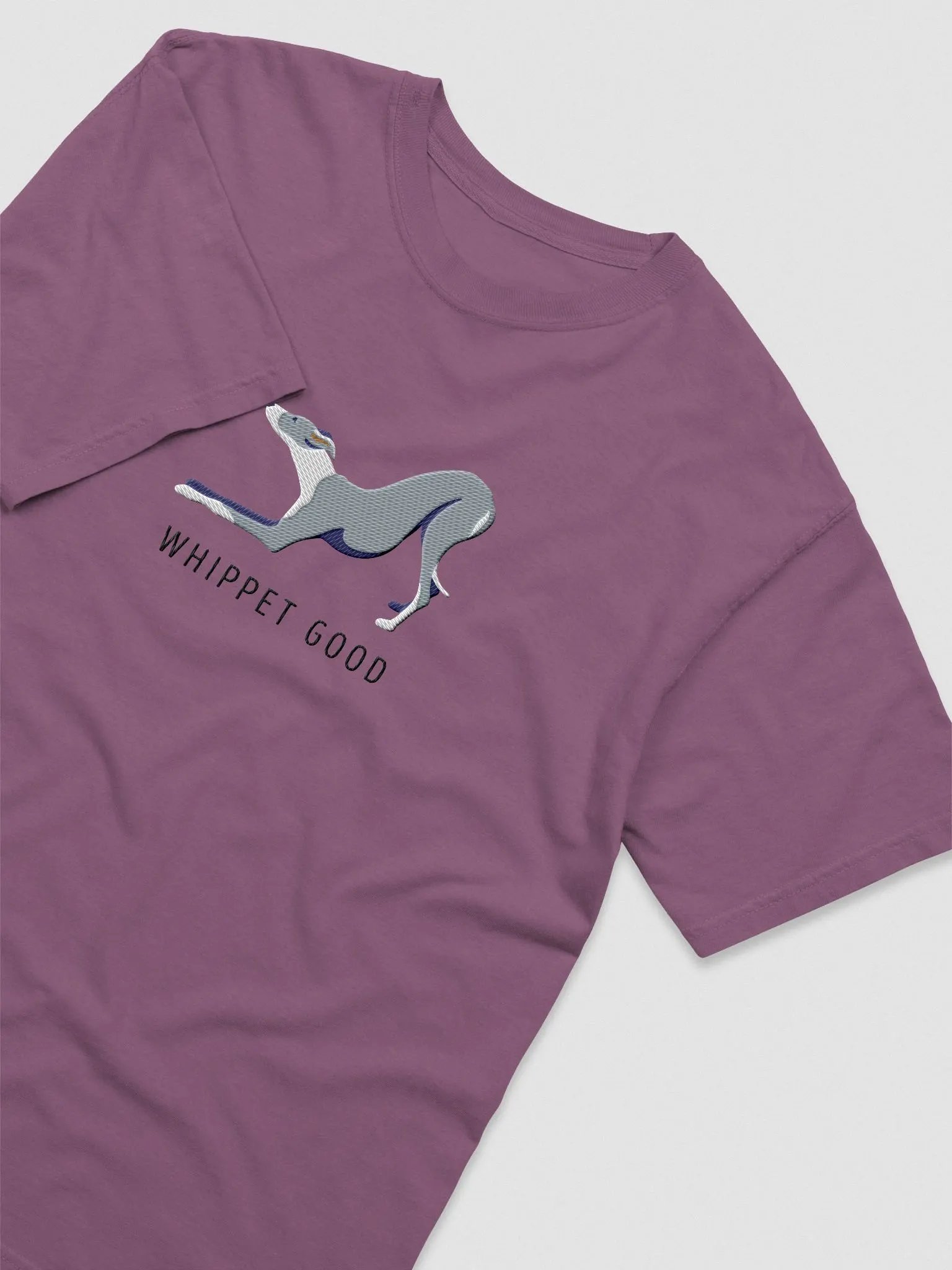 Whippet Good T-Shirt(Embroidered) of a Whippet(Blue & White) product image (5)