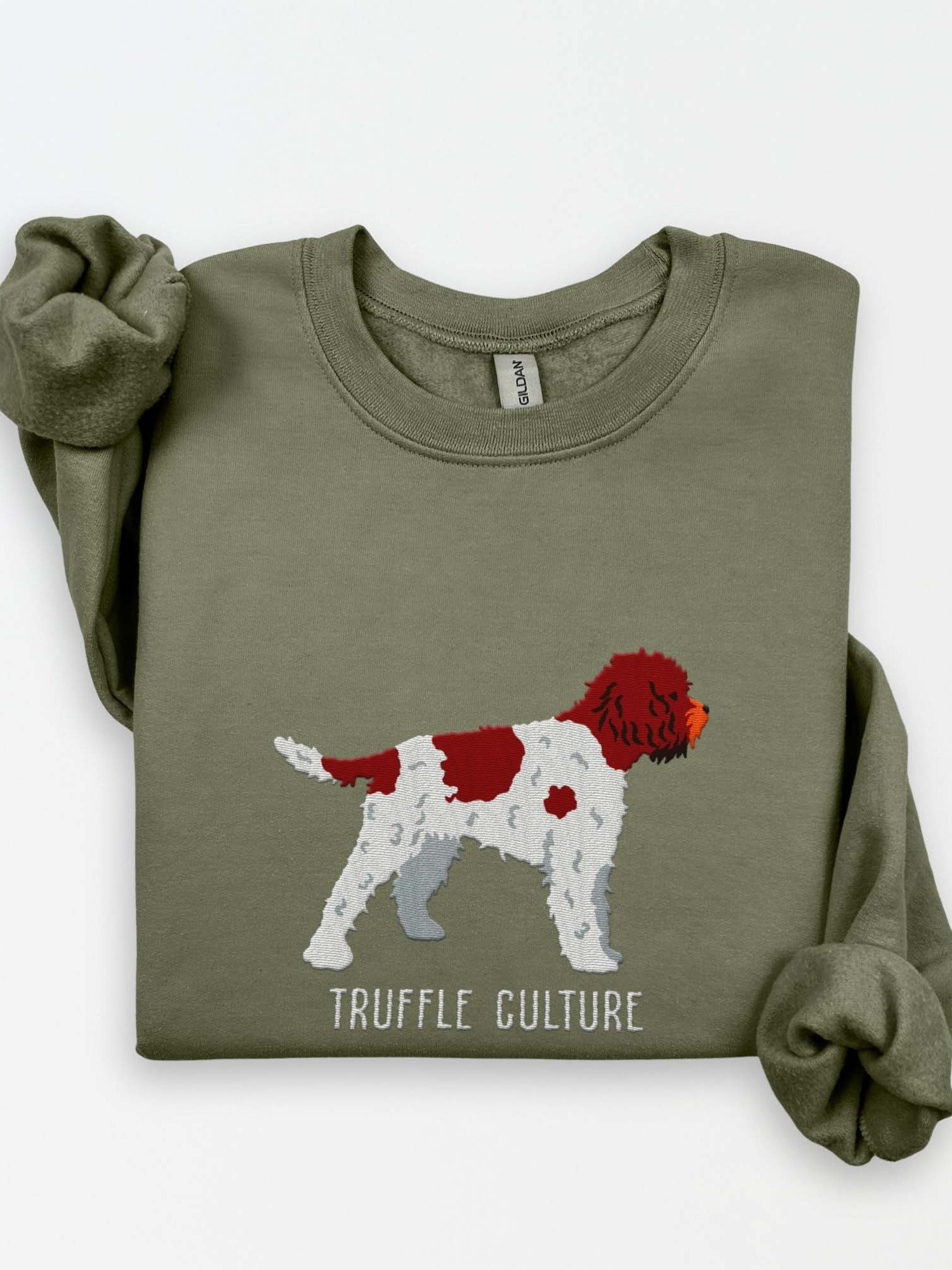 Truffle Culture Sweatshirt (Embroidered) of a Lagotto Romagnolo(Liver & White) product image (1)