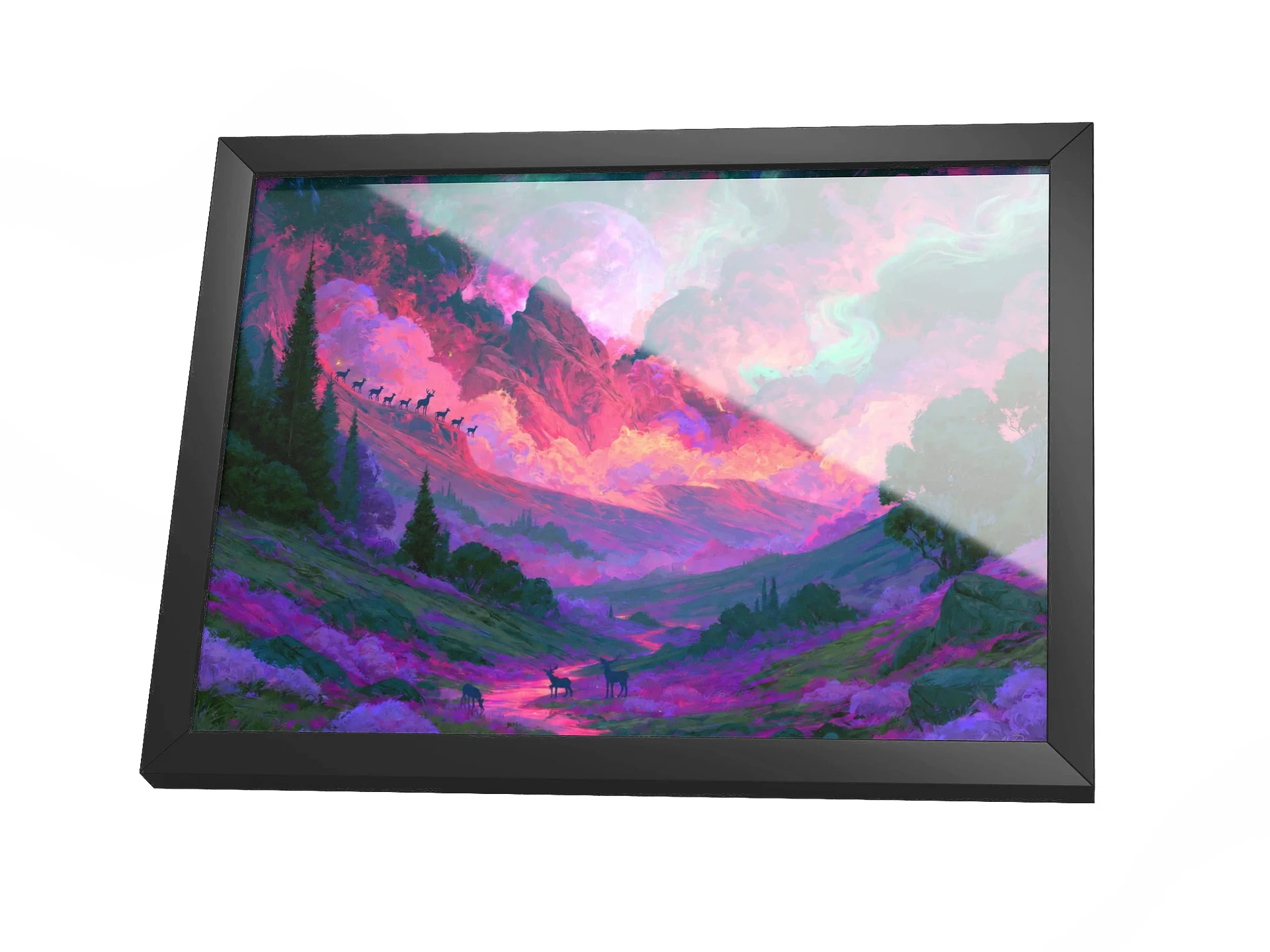 Neon Moon Landscape Framed Art Print — Neon Moon Valley product image (3)