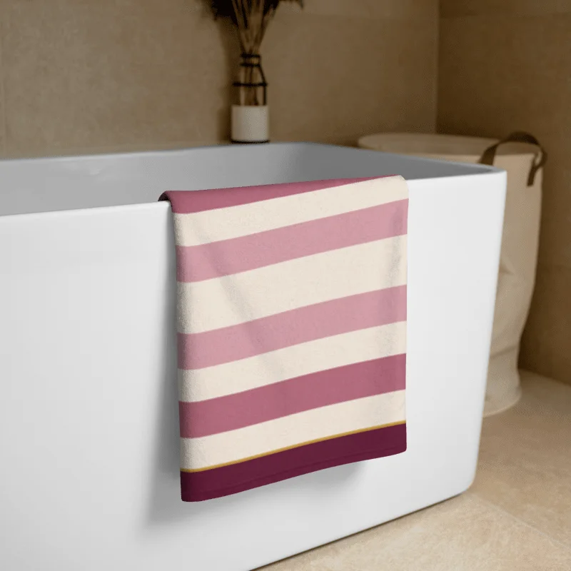 Solace Signature Burgundy Stripe Bath Towel product image (2)