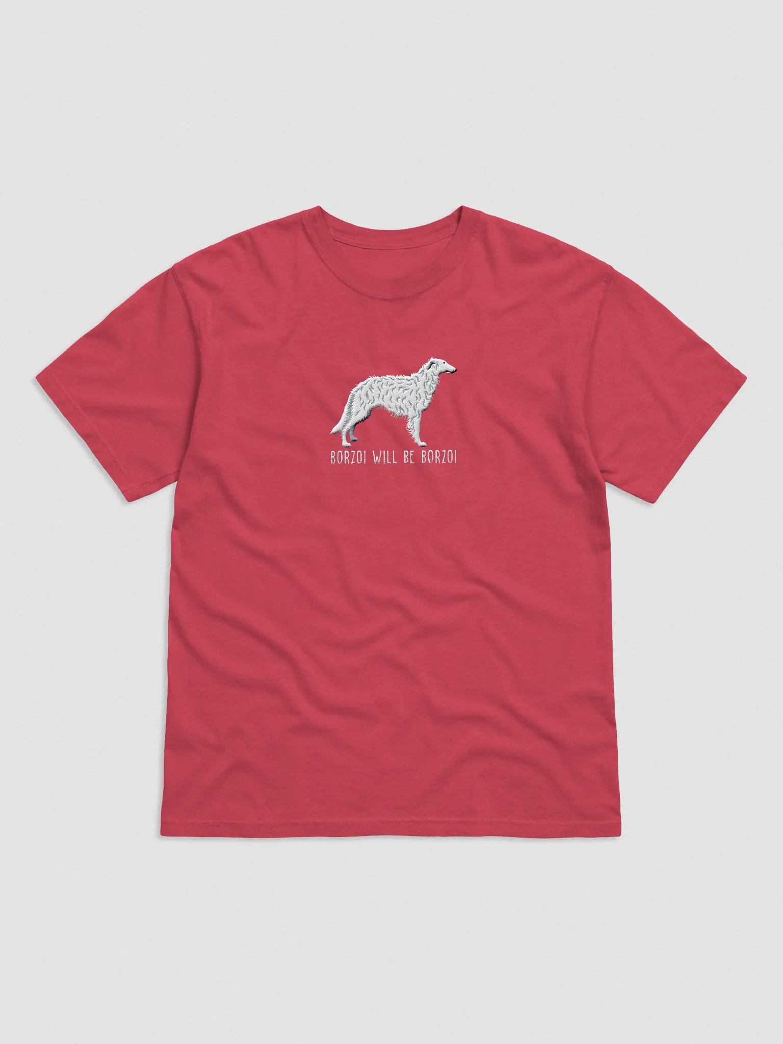 Borzoi Will Be Borzoi T-Shirt(Embroidered) of a Borzoi(White) product image (4)