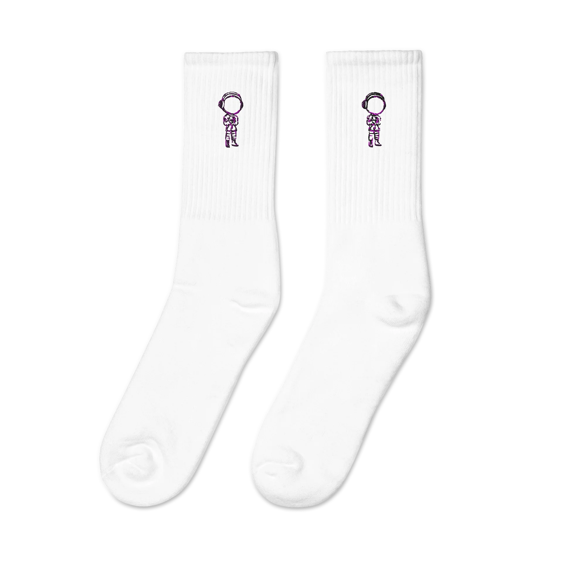 White Socks with Black Outline Astronaut Logo product image (4)