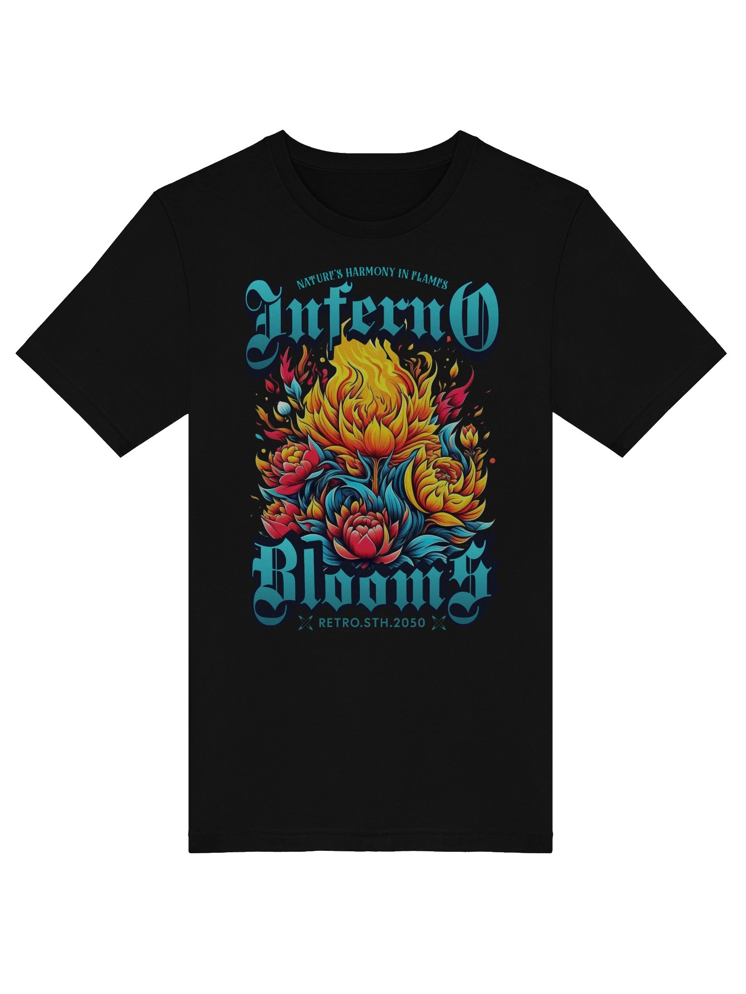 Fiery Floral Inferno Blooms T-Shirt: A Y2K Fashion Statement product image (39)