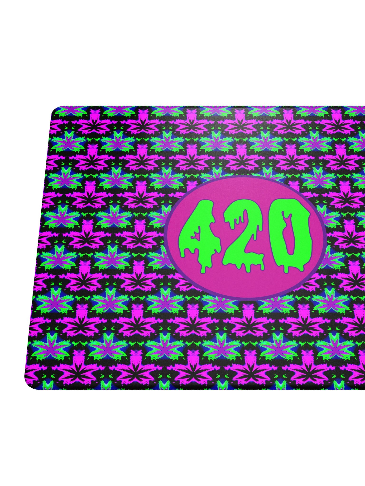 420 Stoner Gaming Mouse Pad, Cannabis Desk Mat, Pot Leaf Neon Gamer Room Decor, Creepy Weed Computer Game Accessory, Marijuana PC Deskpad product image (5)
