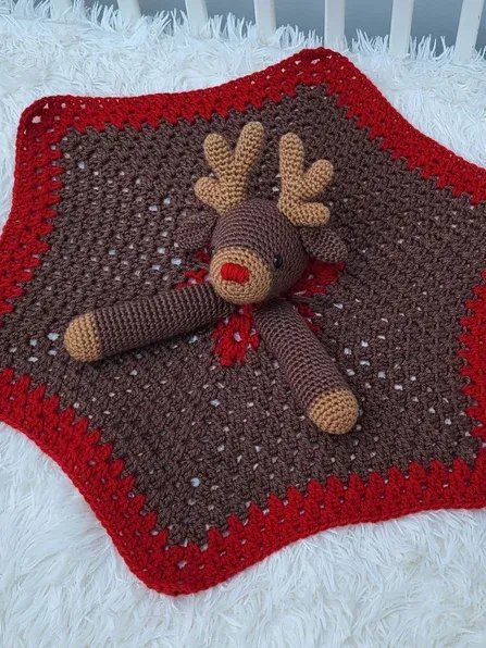 Rudolph Reindeer Crochet Baby Lovey Blanket Pattern PDF Pattern - Crafting Happiness product image (8)